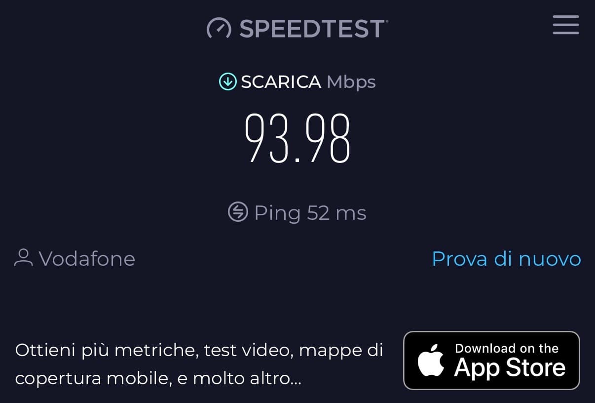 Speed test upstairs