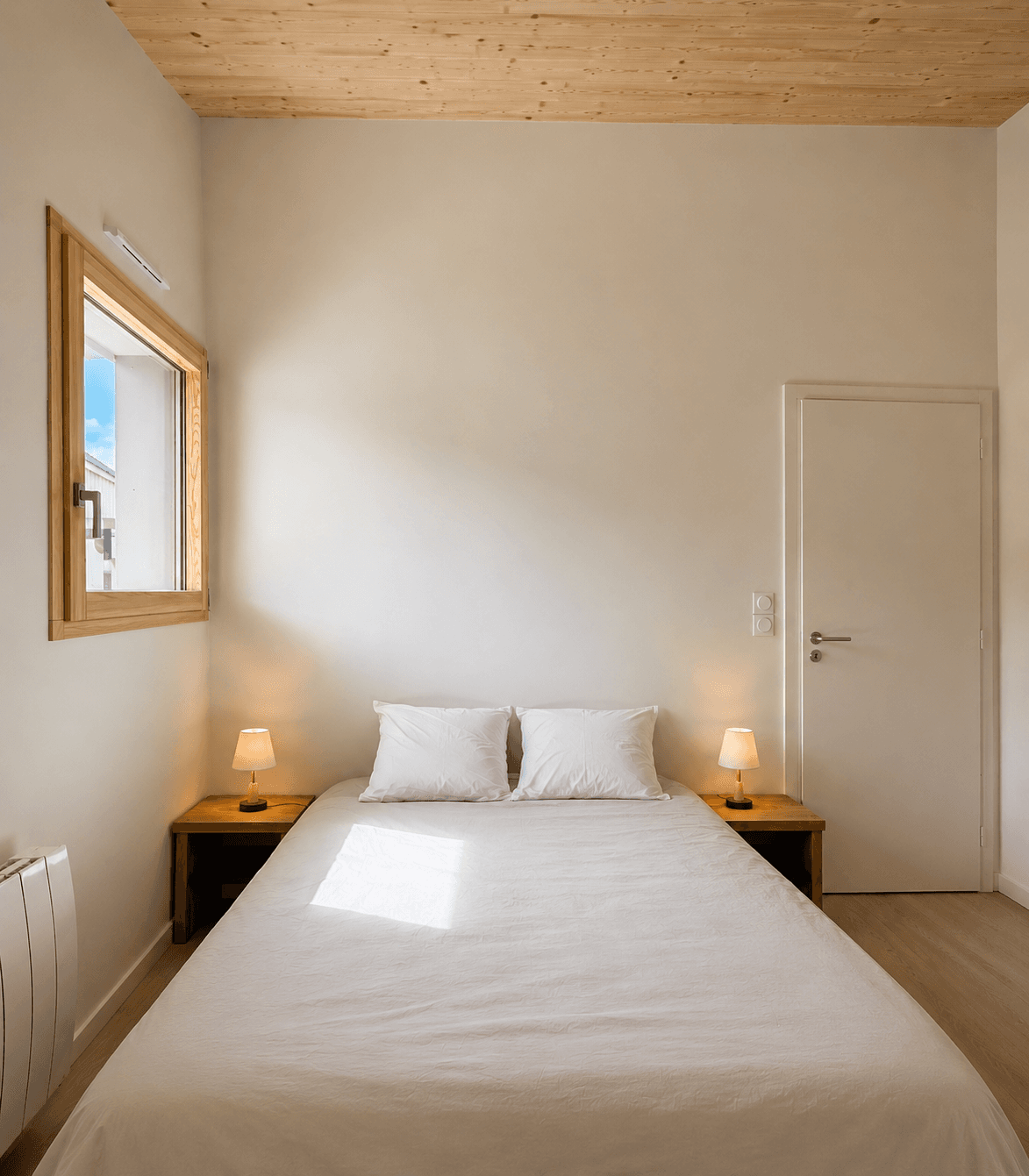 Chambre 2 à l’étage avec 1 lit double 140cm