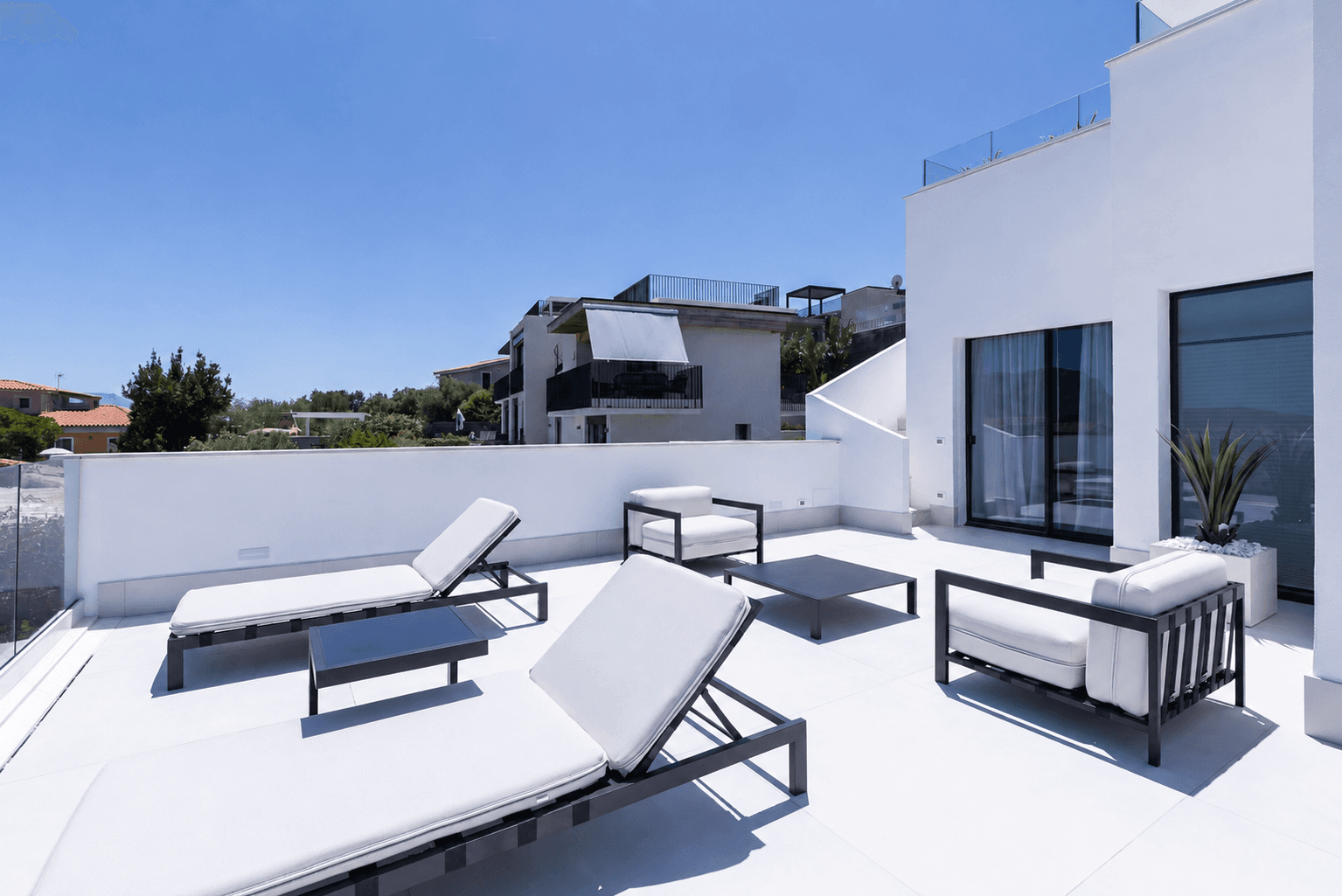 Azulis villas aramis golfo aranci private rooftop terrace lounge from master bedroom
