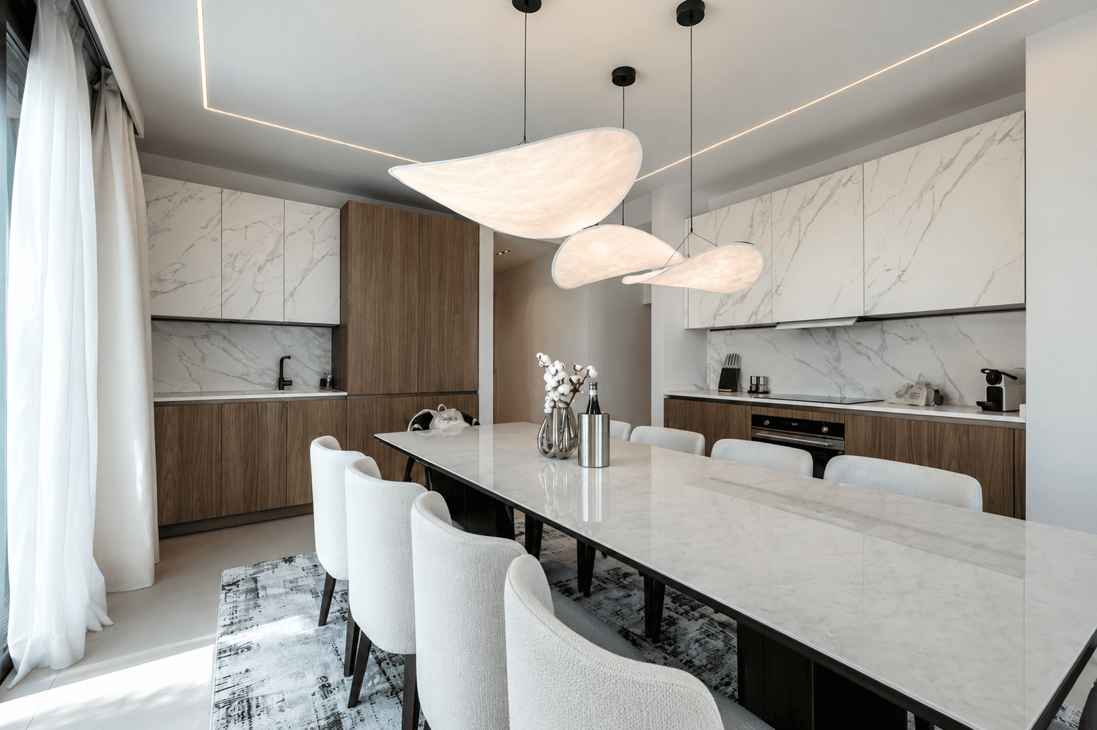 AZULIS Aramis villa RENTAL12 Golfo Aranci open kitchen dining room marble table
