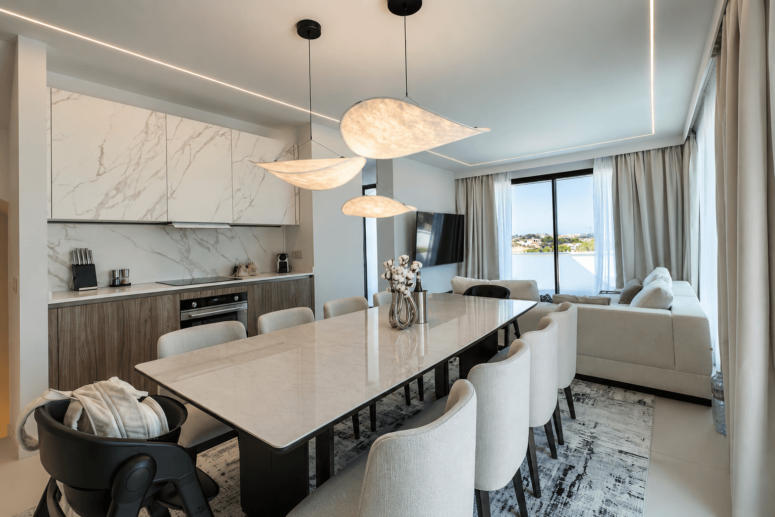 Azulis villas aramis golfo aranci open plan kitchen dining living room