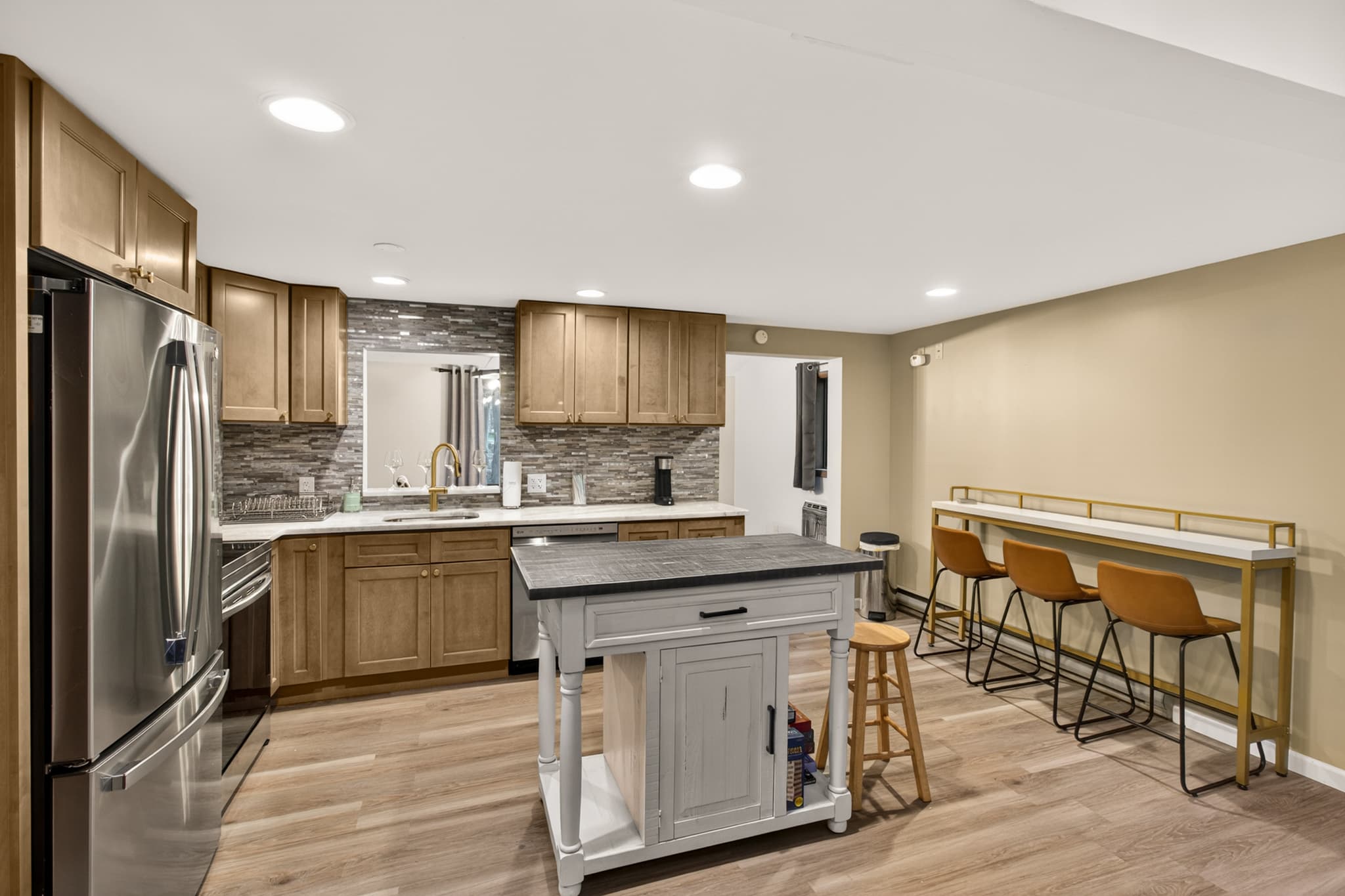 Kitchen with stainless steel appliances