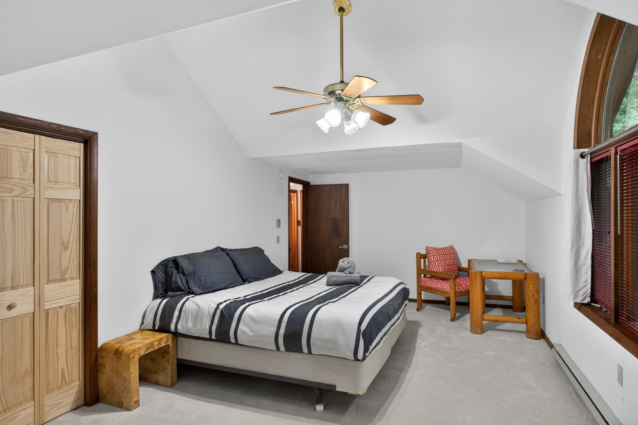 Bedroom with king bed and Roku TV