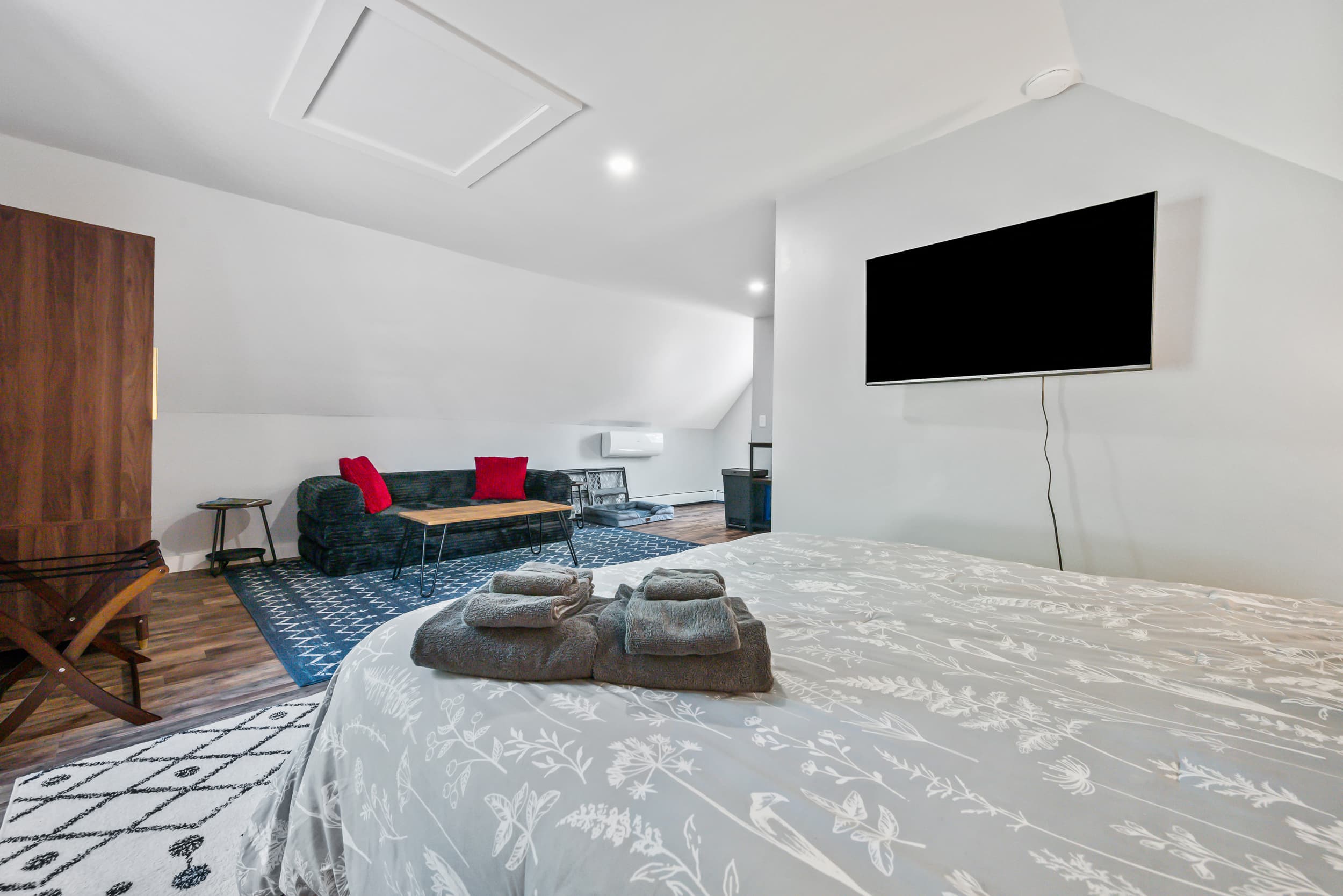 A queen size sofa bed for extra guests.