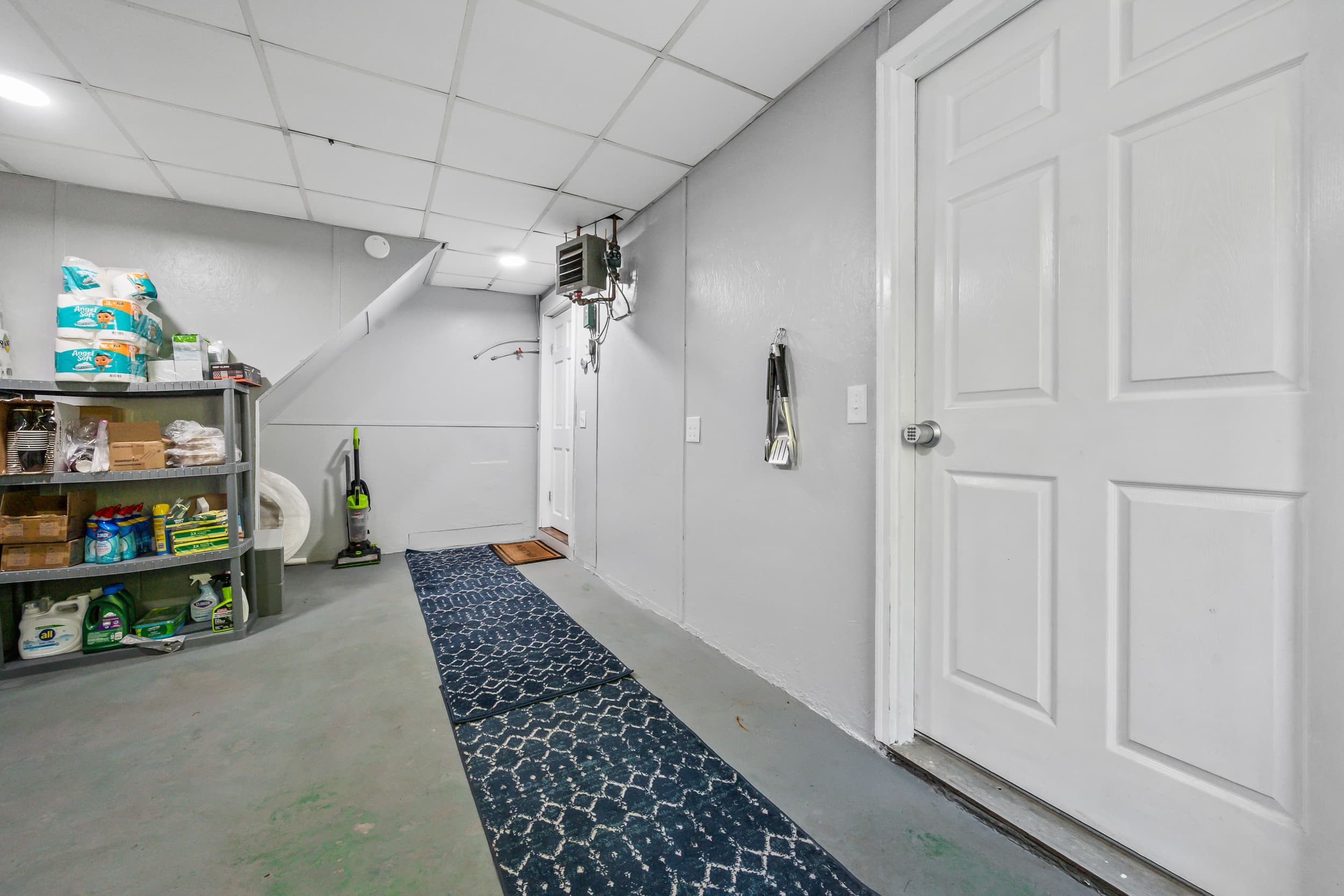 Your entrance is just past the storage area.