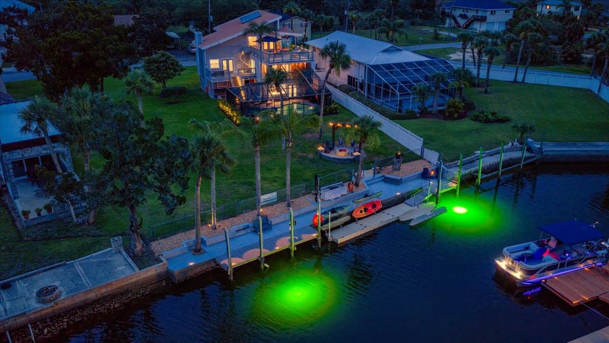 Direct Gulf-access waterfront retreat with heated pool, 45’ dock, and underwater fishing lights