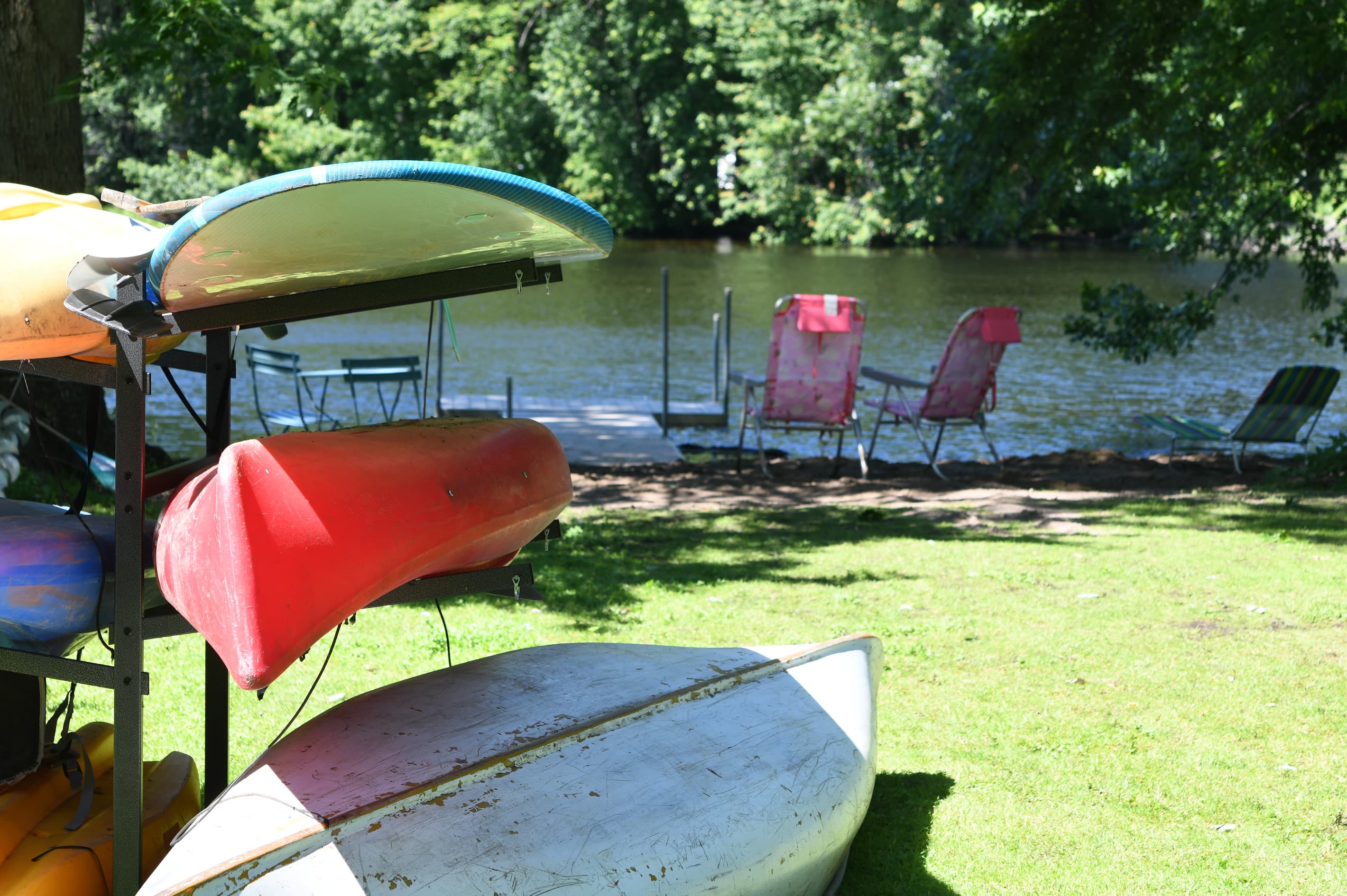 2 kayaks, 1child kayak, 2 SUP's, 1 canoe