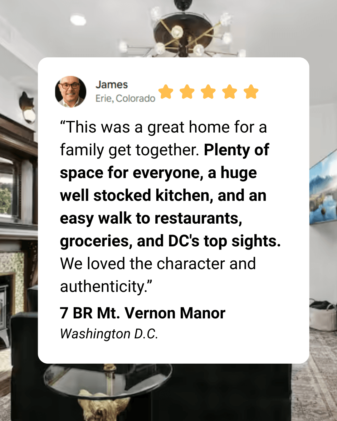 Here is a review from a recent group that stayed at our home