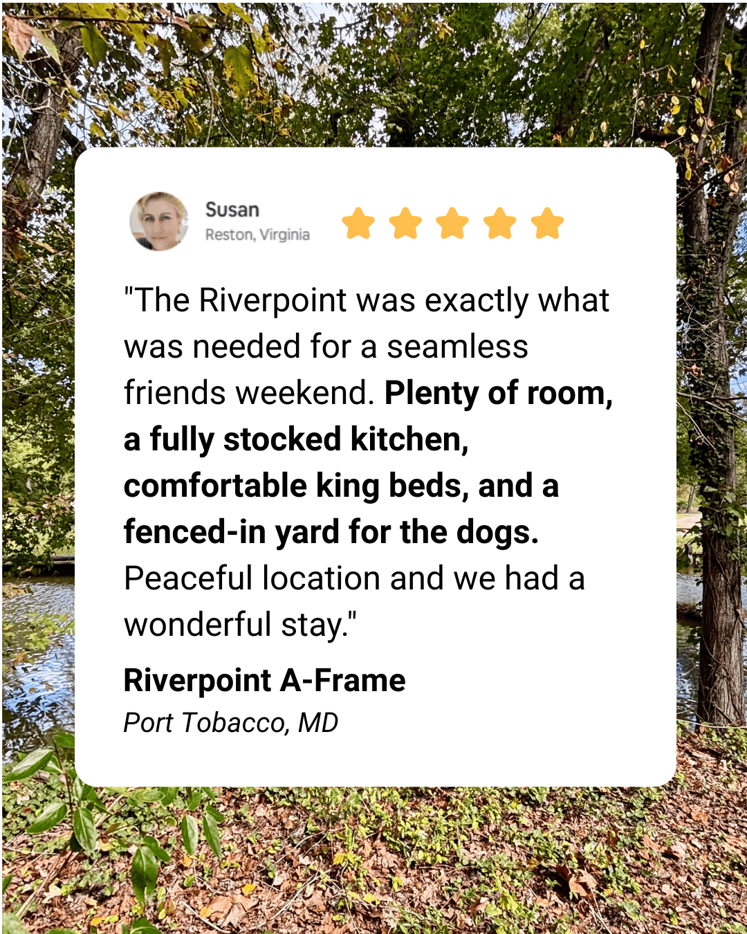 Here is a review from a recent group that stayed at our home