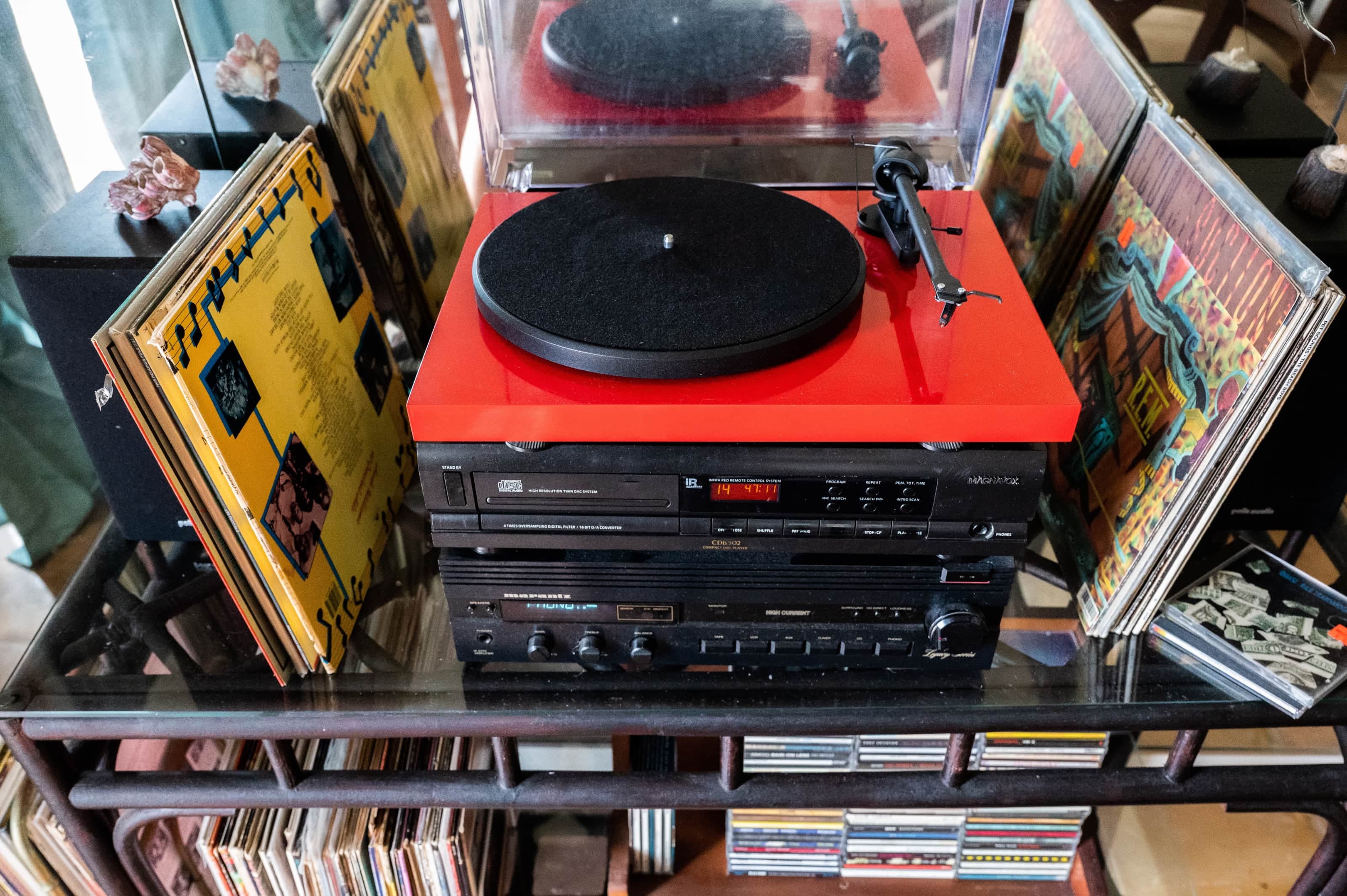 Record player and music library to enjoy