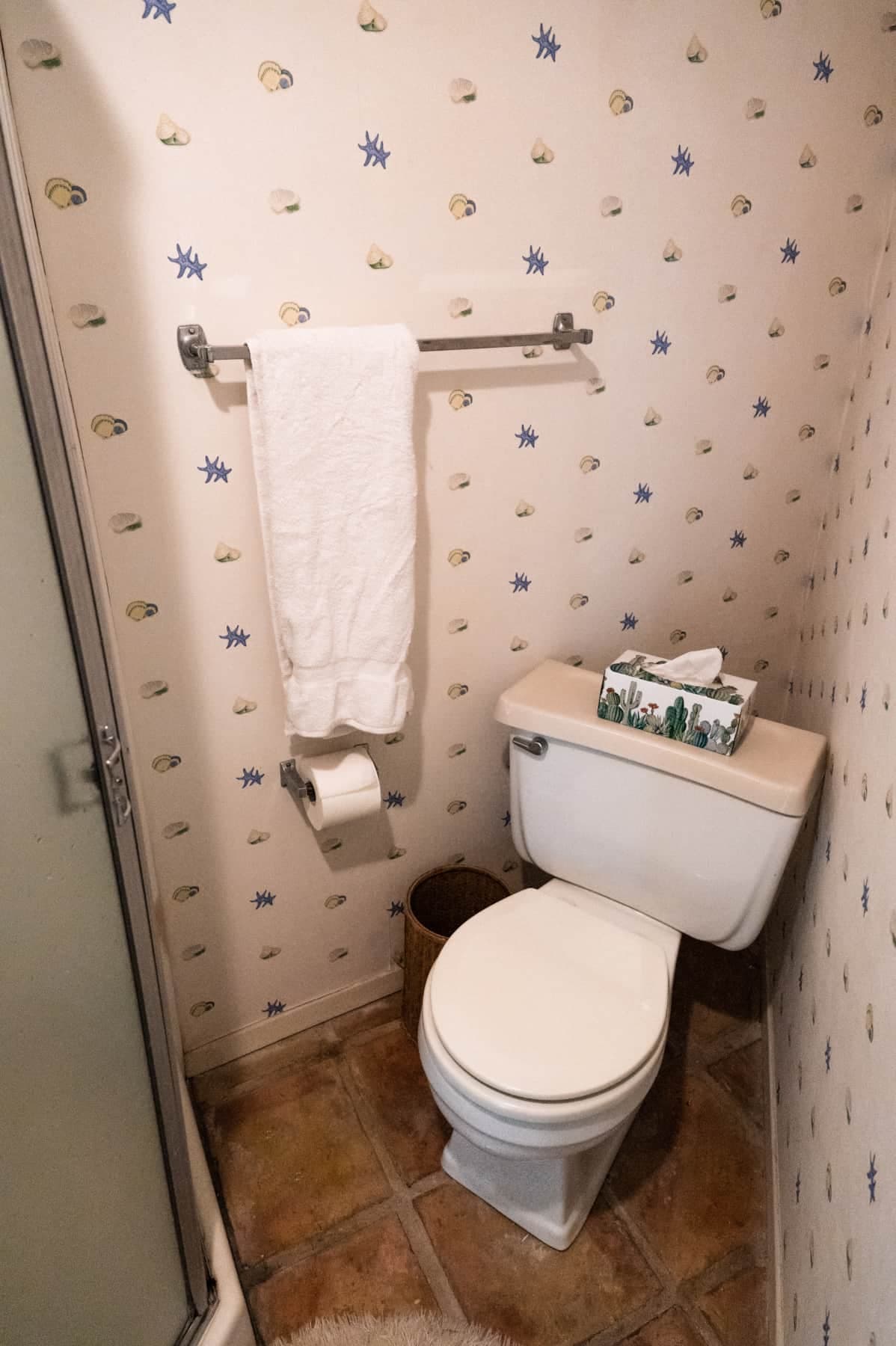 Queen bedroom bathroom/shower - ugly wallpaper now gone! 