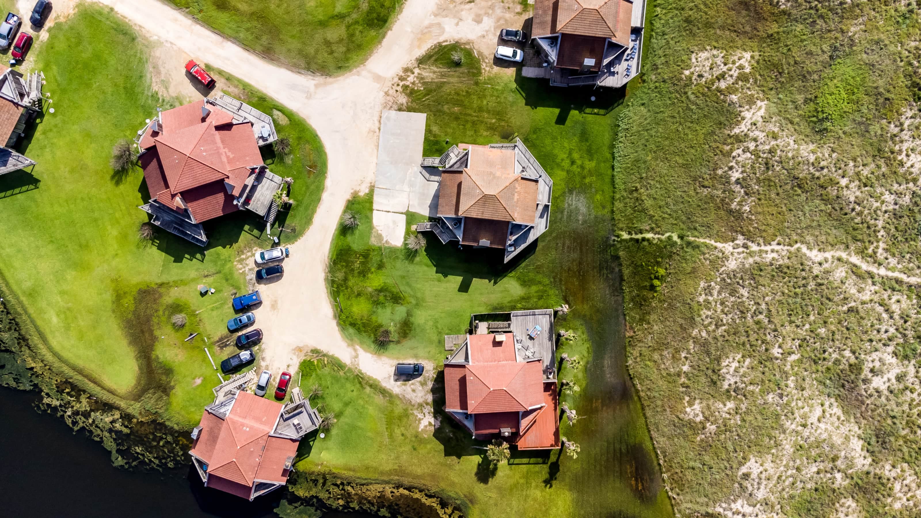 Aerial view of Gorda Getaway & beach path