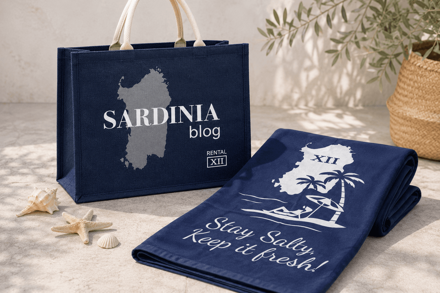 Azulis rental12 olbia sardinia free microfiber beach towel jute beach bag welcome gift luxury holida