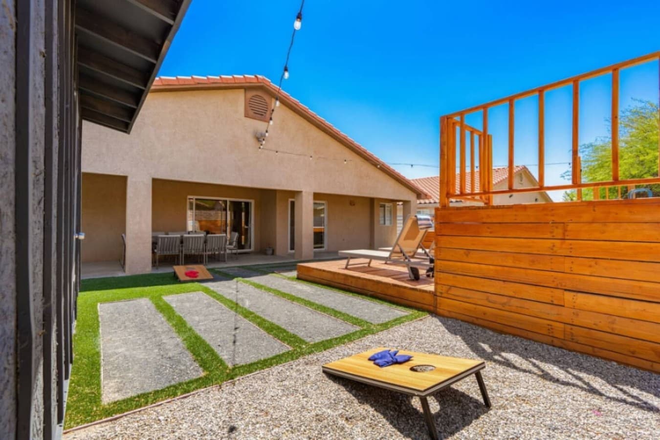 Boho Bungalow: with above ground pool, hot tub, firepit & games in Desert Hot Springs by Rather Be Properties