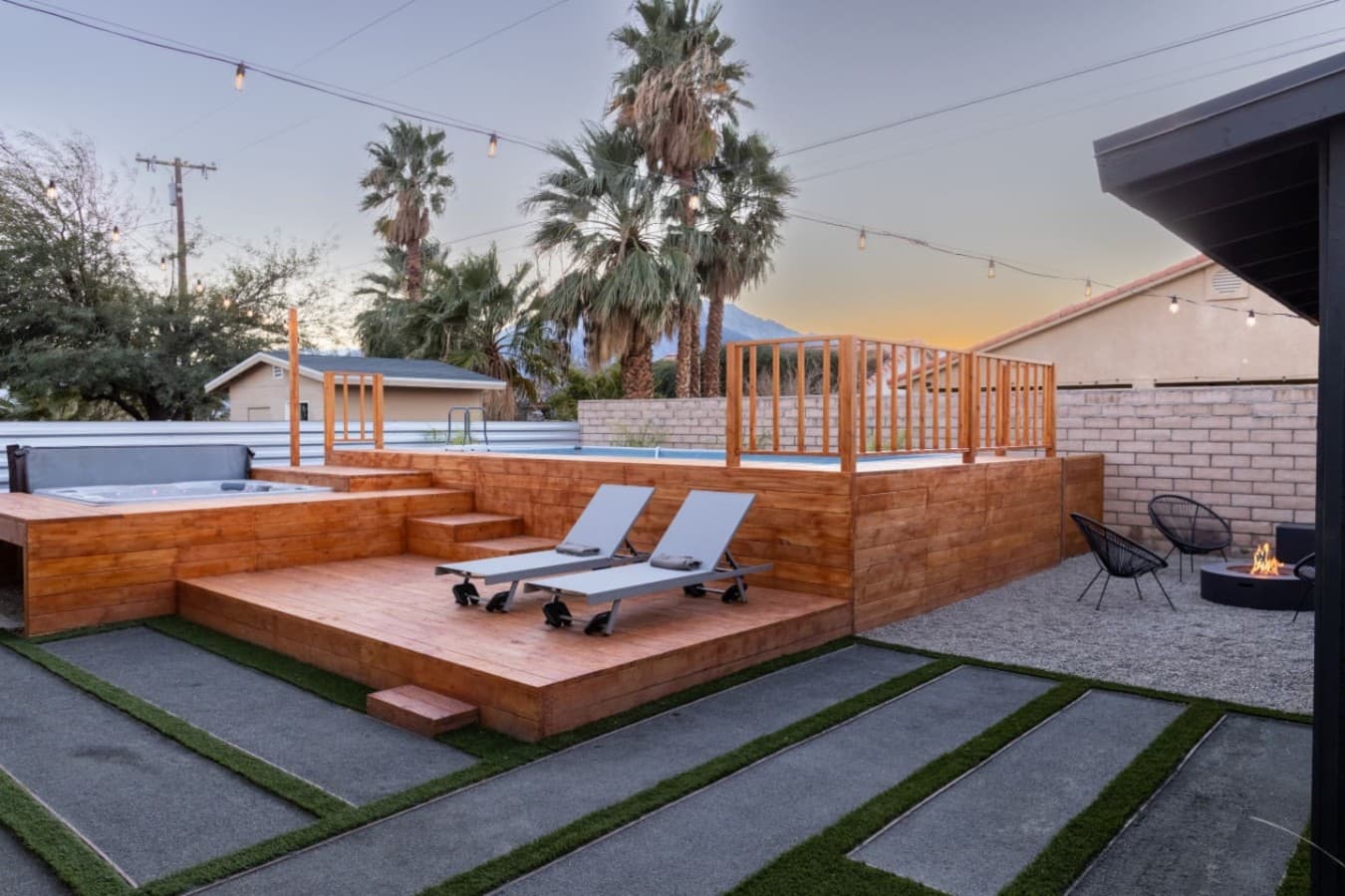 Boho Bungalow: with above ground pool, hot tub, firepit & games in Desert Hot Springs by Rather Be Properties