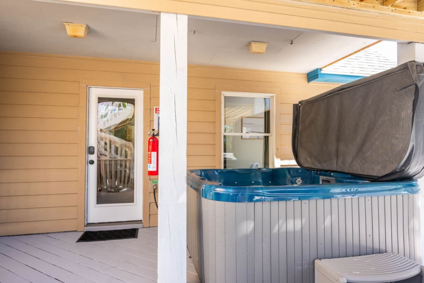 Inviting hot tub nook, perfect for unwinding under the open sky.