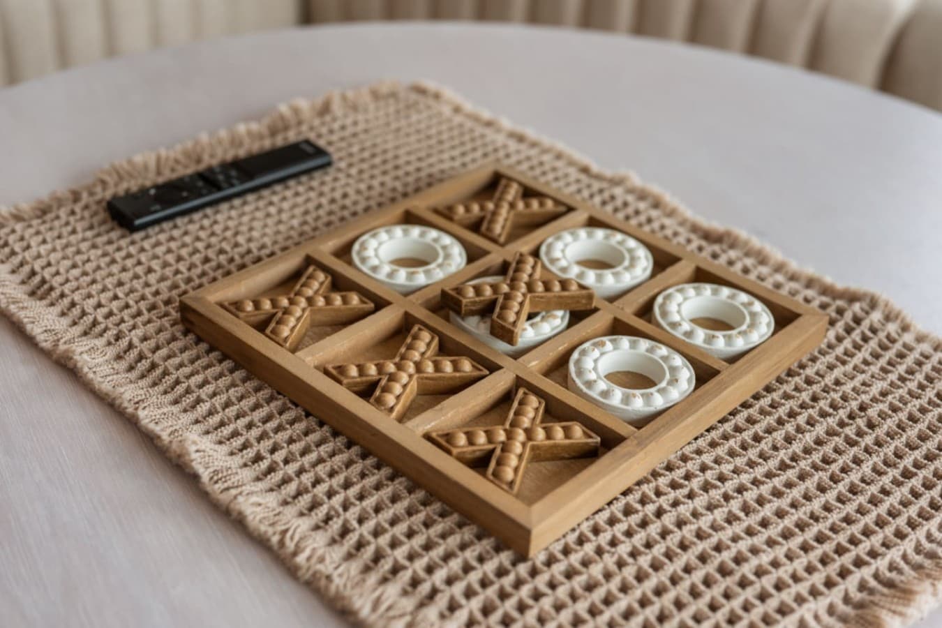 Close-up of coastal-inspired decor adding warmth & texture throughout.