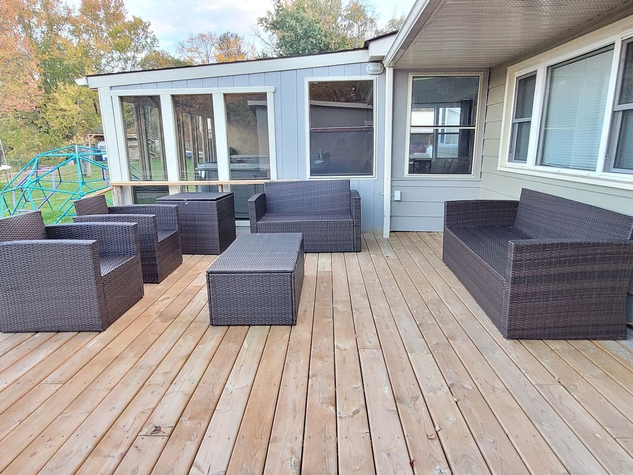 Spacious patio with seating to enjoy the view!