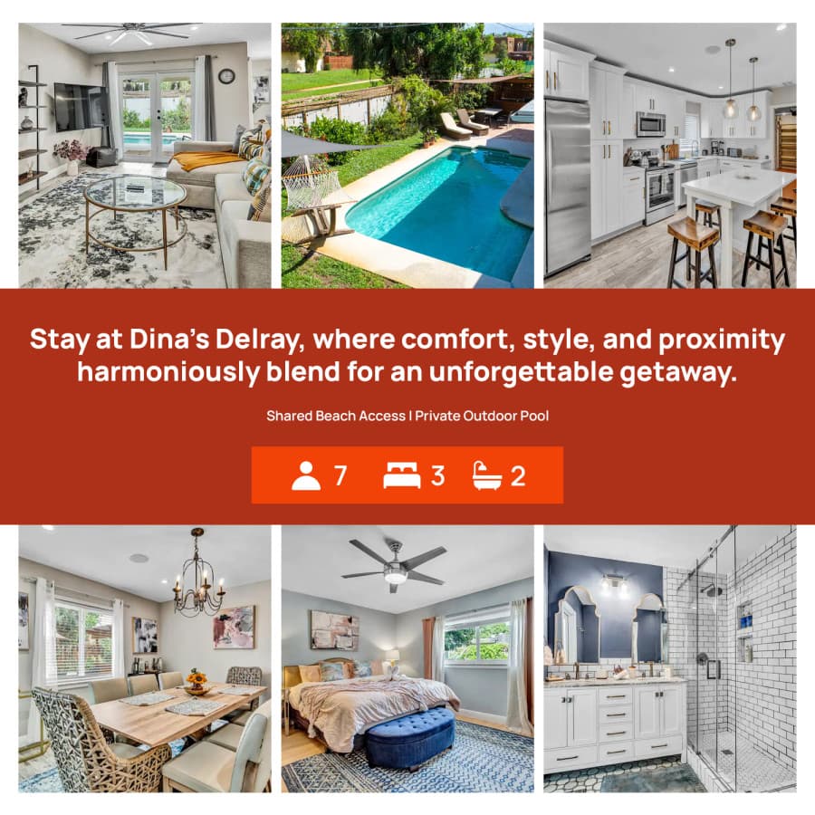 Dina's Delray 3B-2BA-Heated Pool & Modern Interior