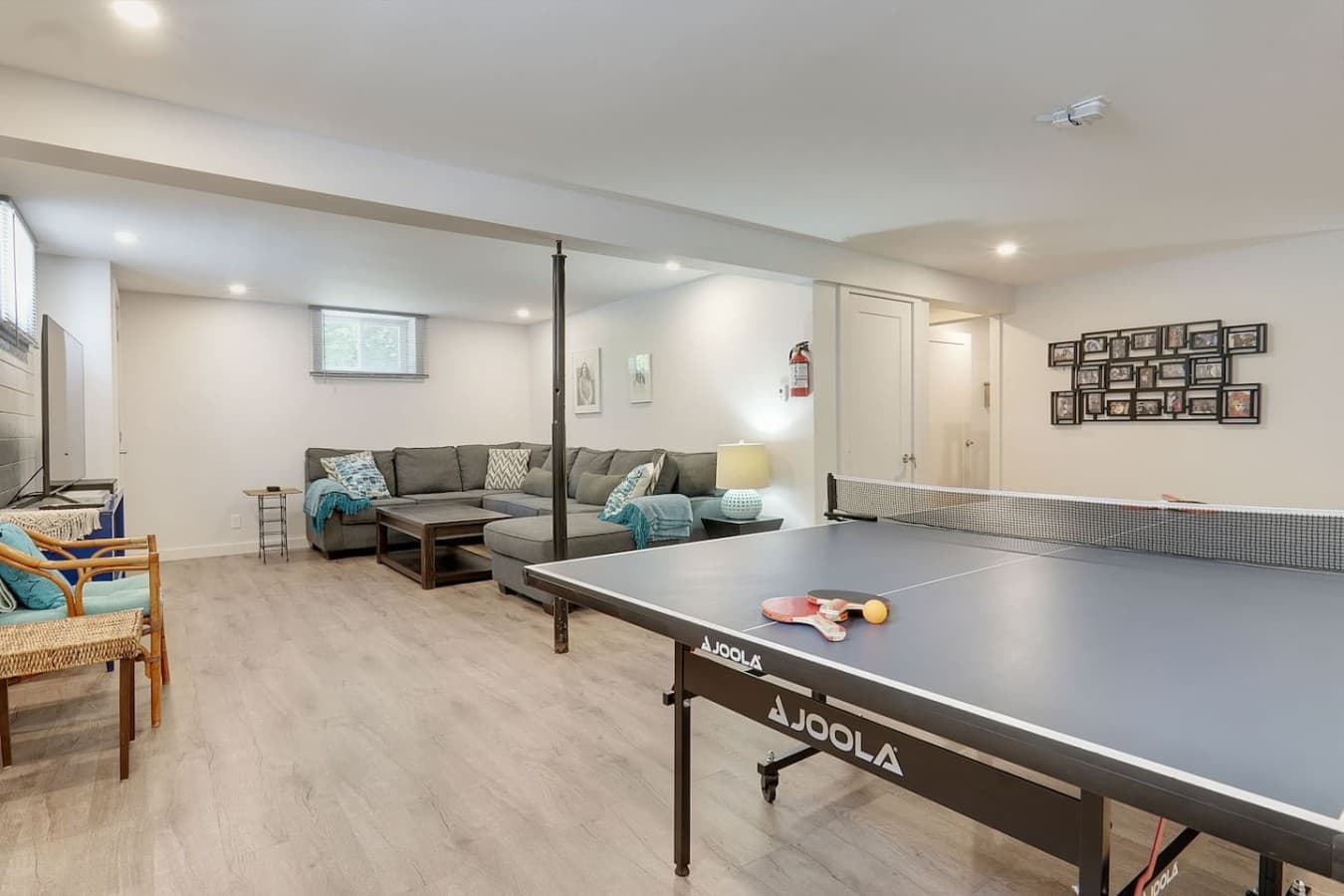 Family Room with TV + Streaming services and large comfy couch.
