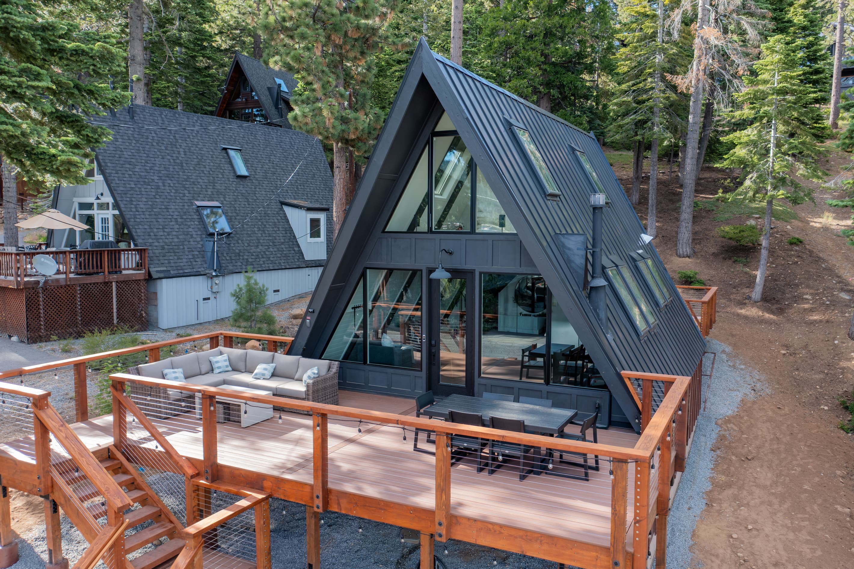 An iconic modern A-Frame with a commanding view of Lake Tahoe.