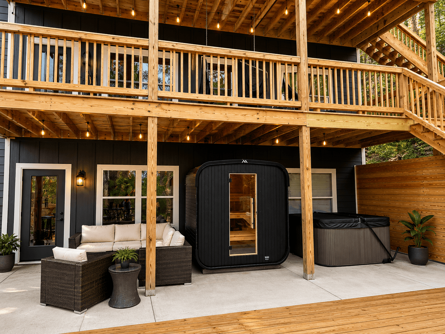 Sauna and hot tub