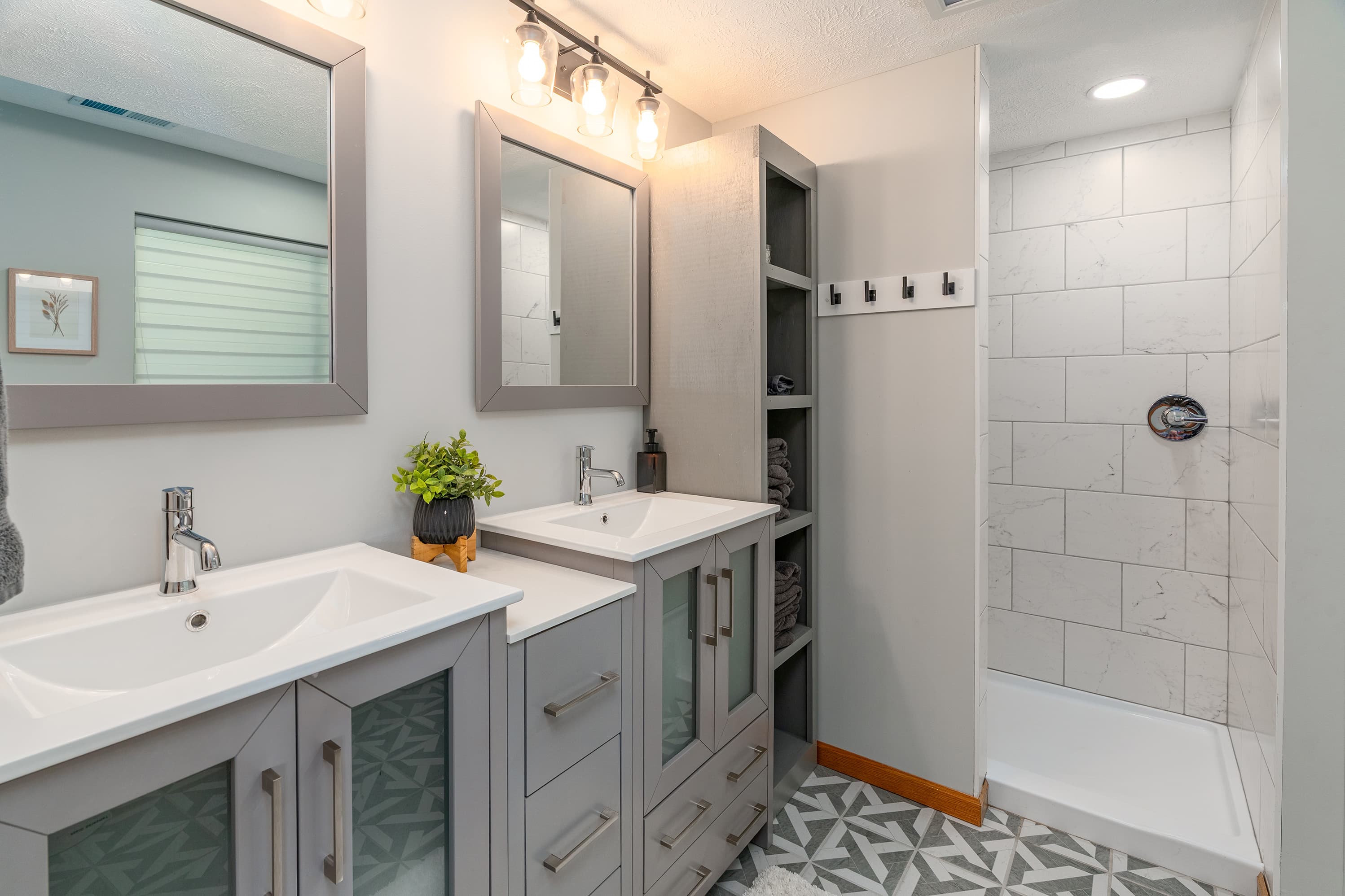 Rain shower in master bathroom