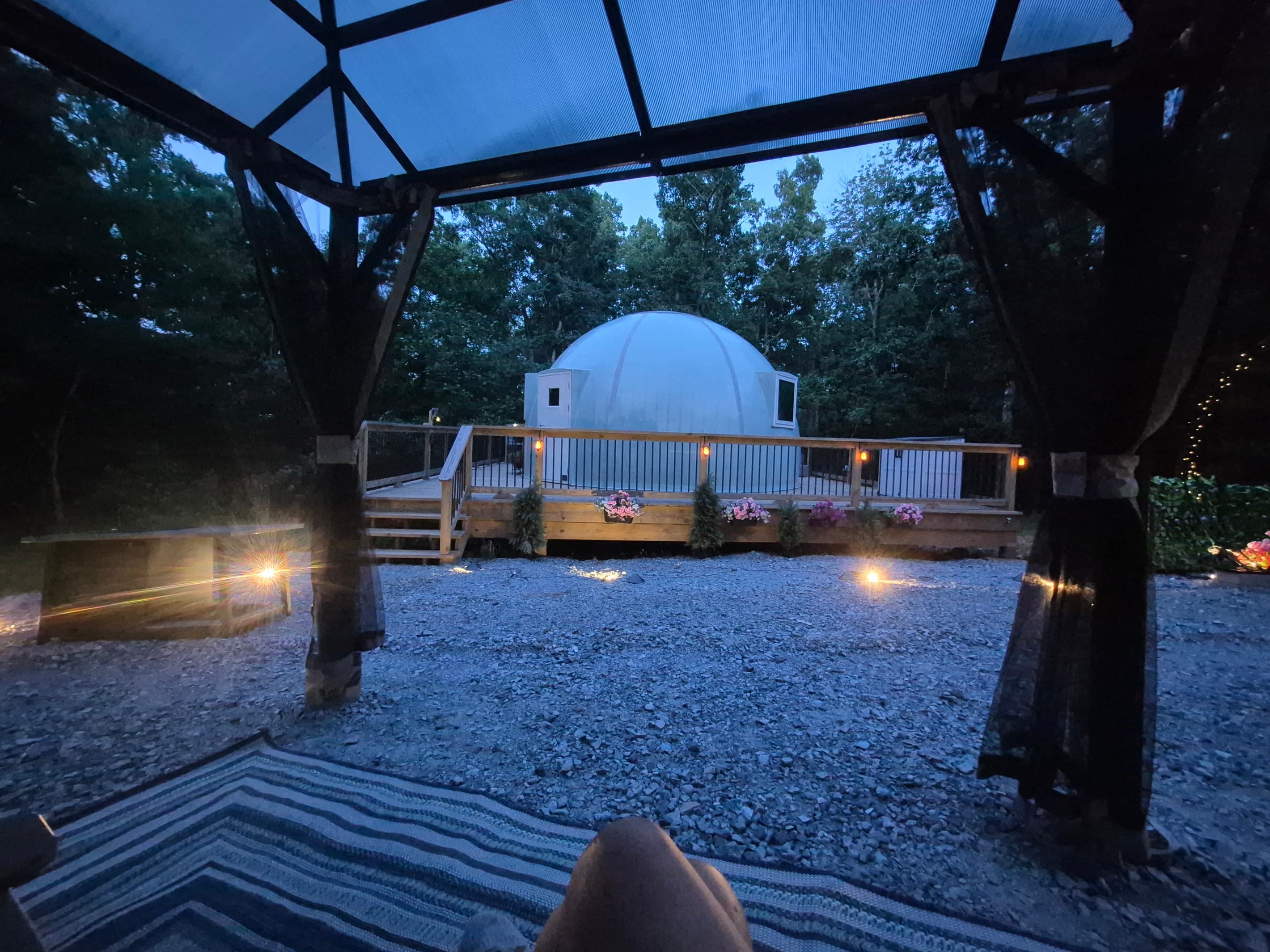 Covered outdoor seating area