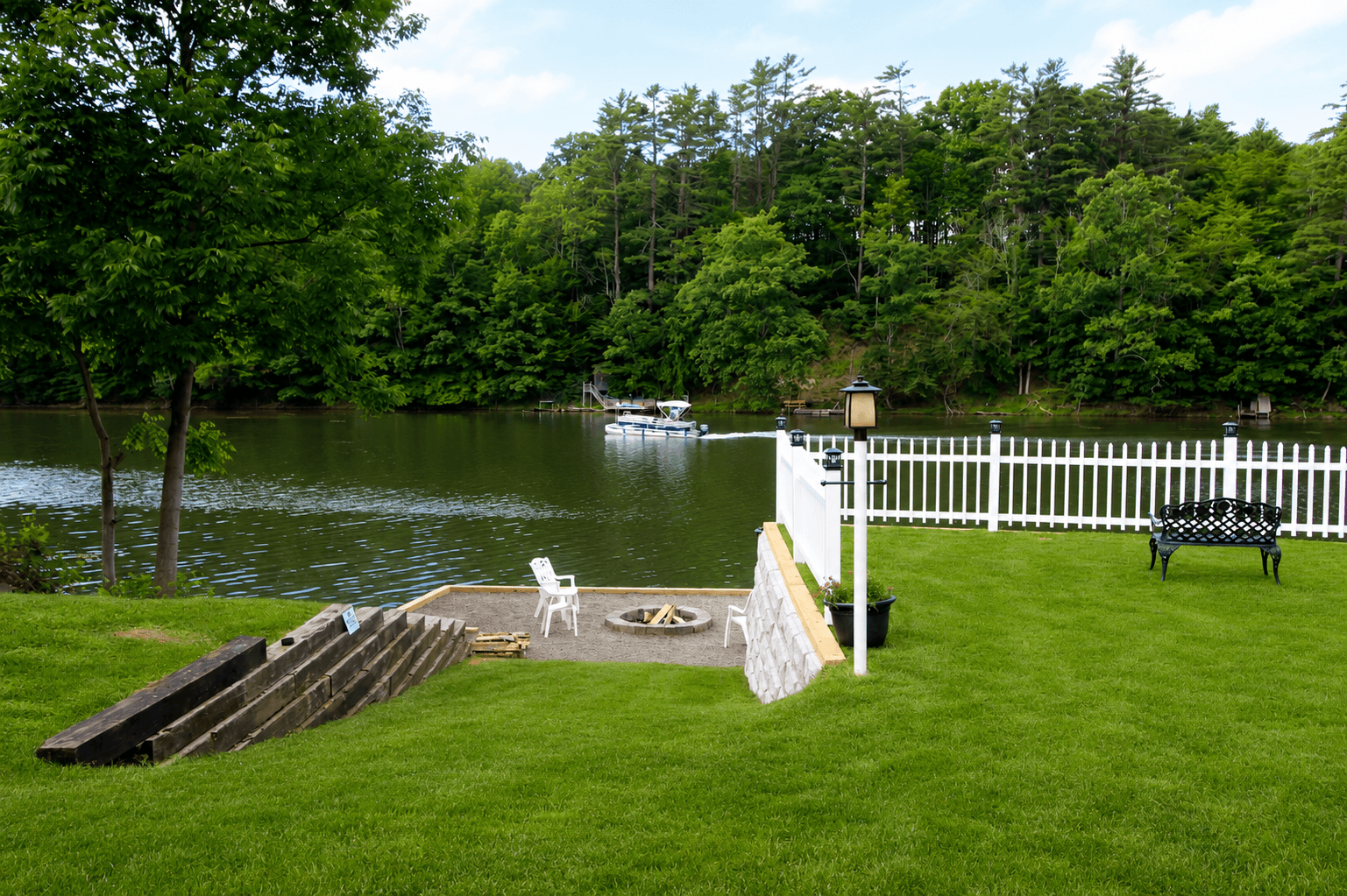 Updated waterfront with firepit