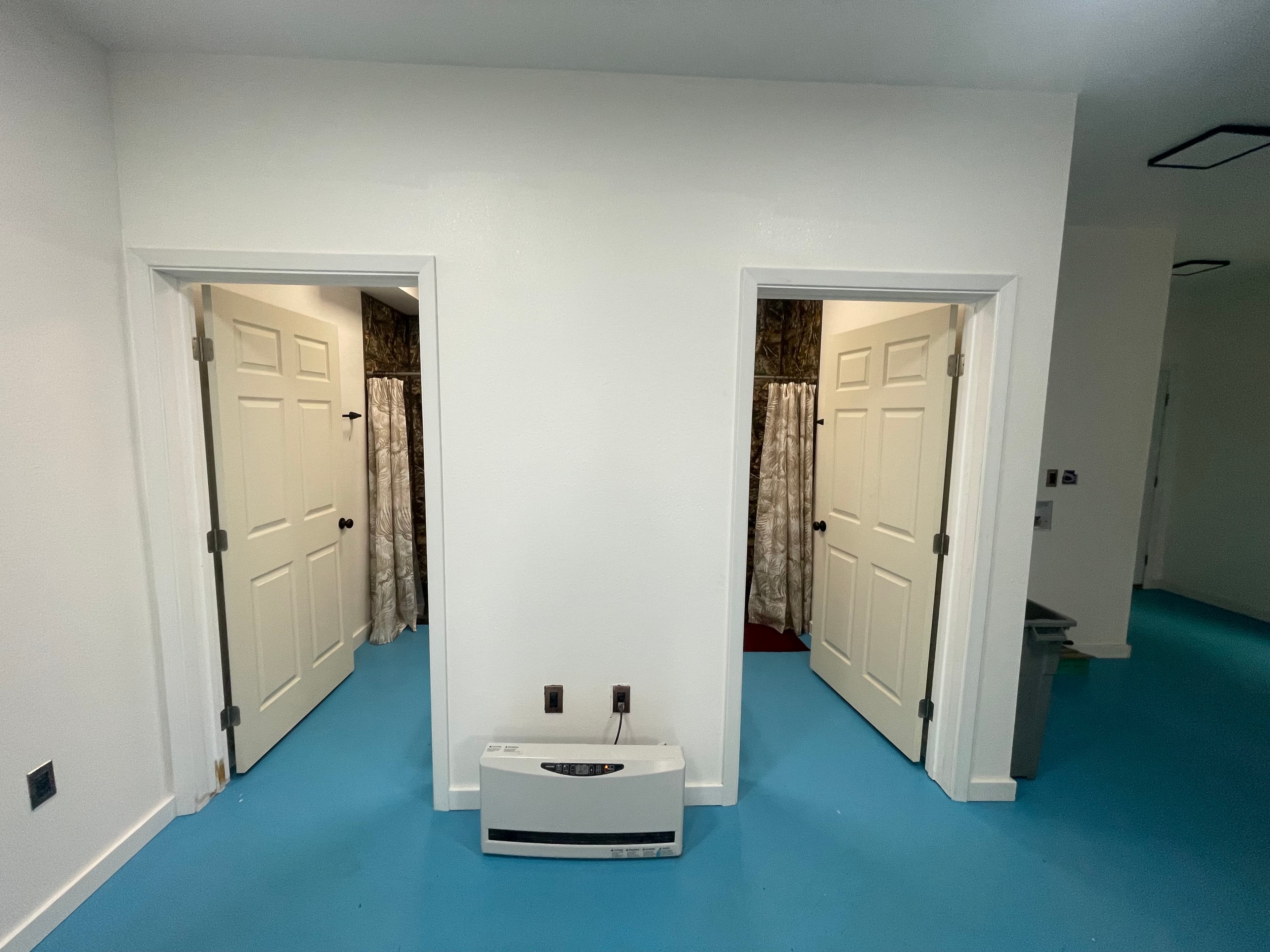 Shared bathroom and shower facilities.