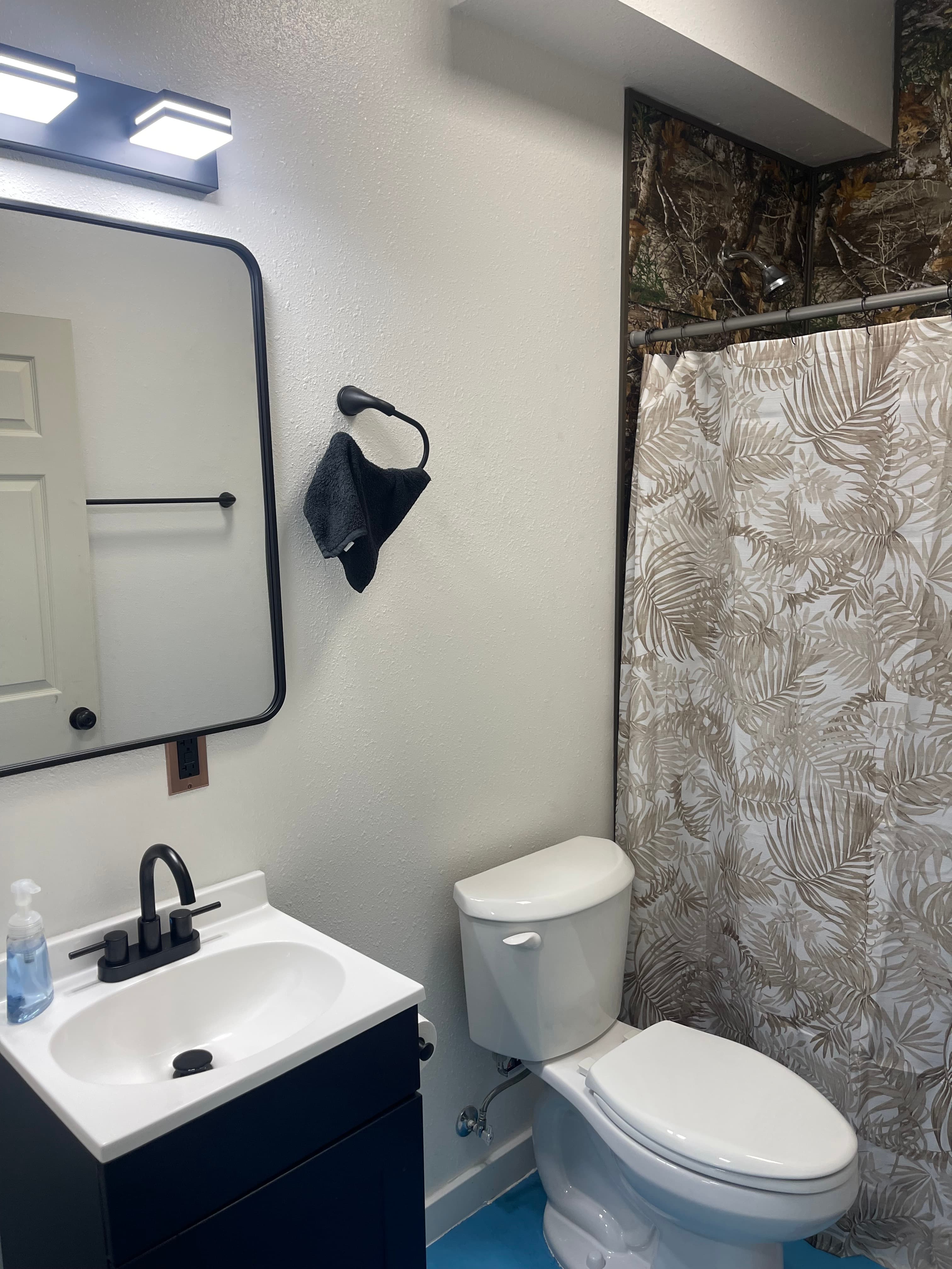 Shared bathroom and shower facilities.