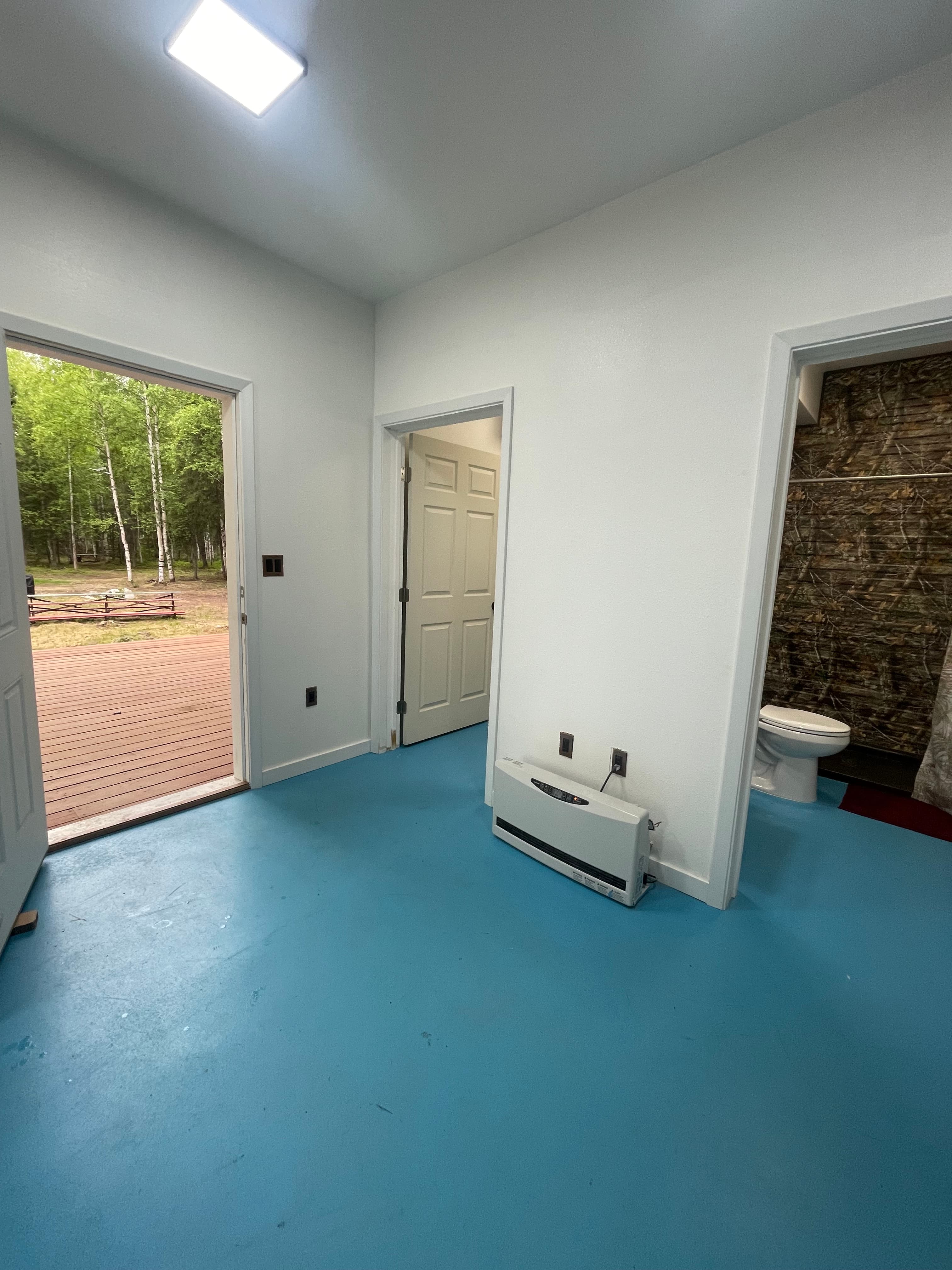 Shared bathroom and shower facilities.