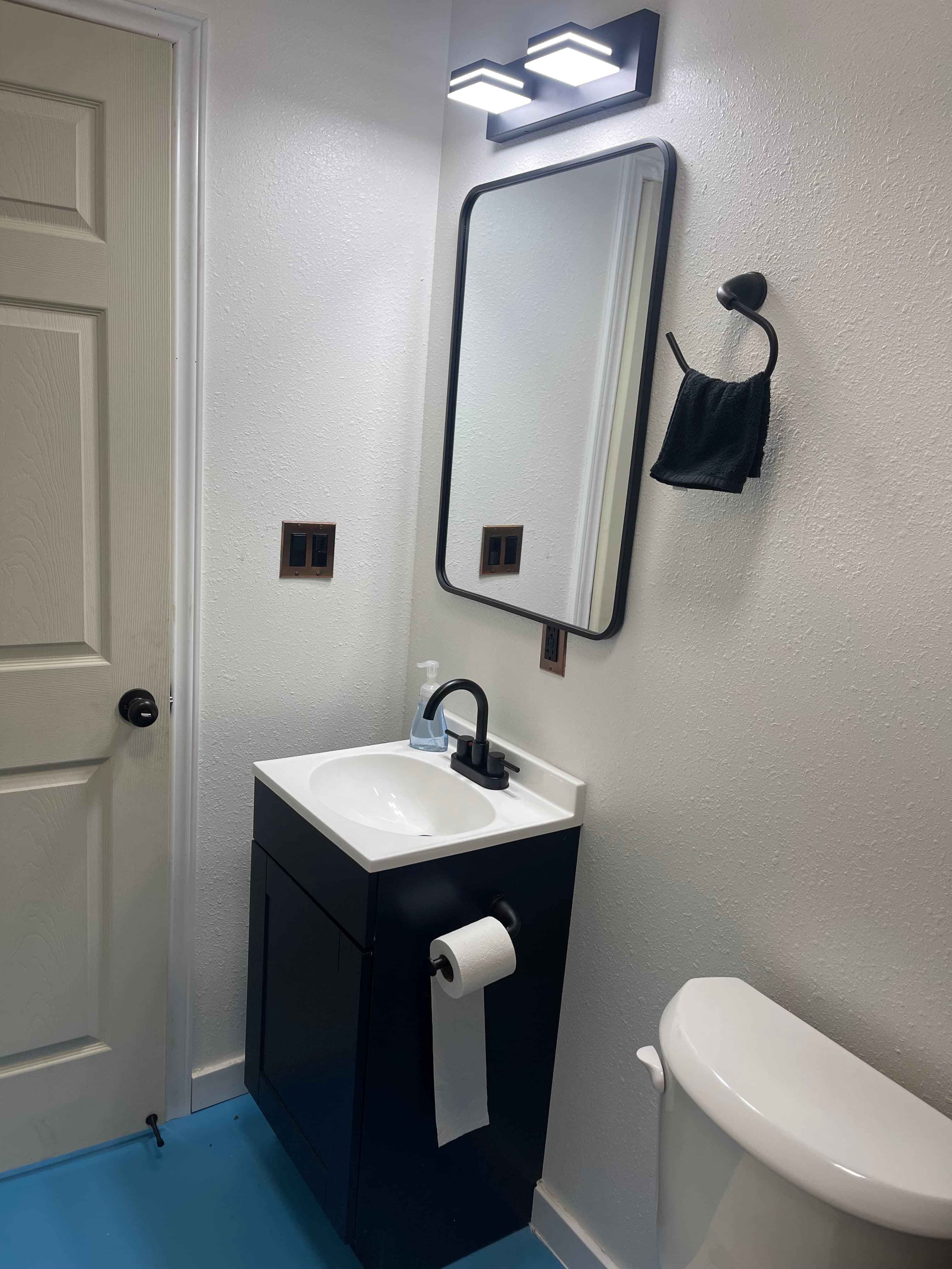 Shared bathroom and shower facilities.