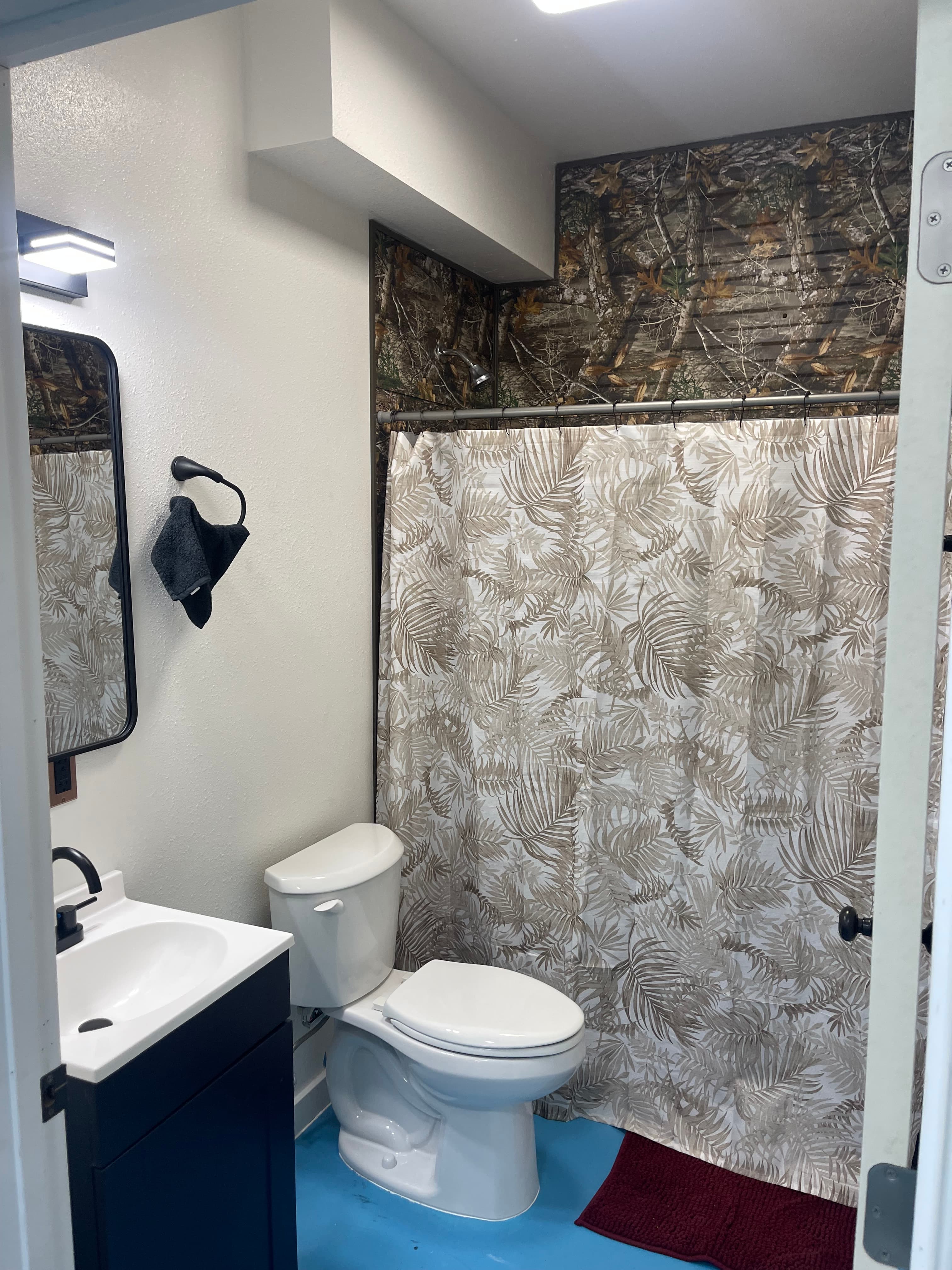 Shared bathroom and shower facilities.