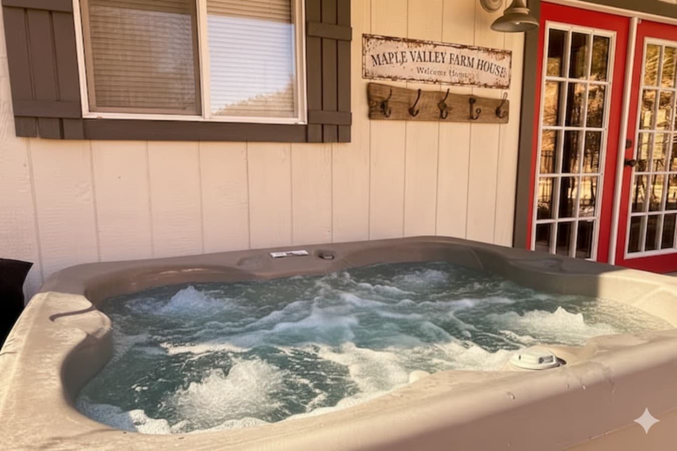 The Ultimate Soak: Our soothing hot tub—the best spot on the farm for stargazing while the jets melt your stress away.