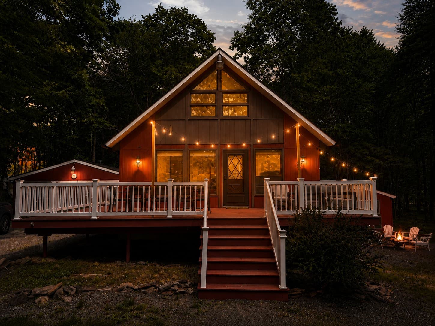 Chalet at night