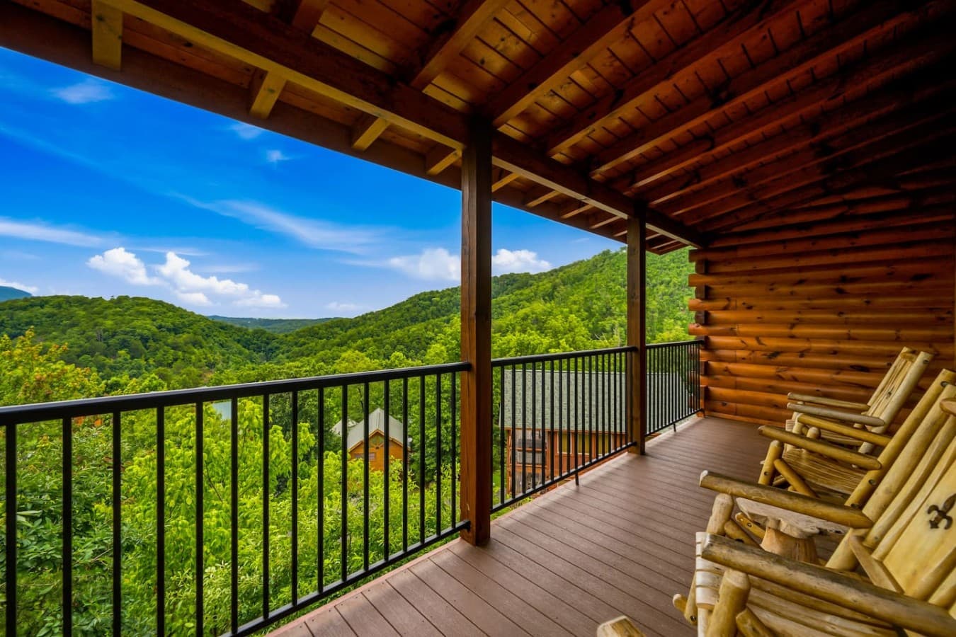 Second level balcony with rolling mountain views