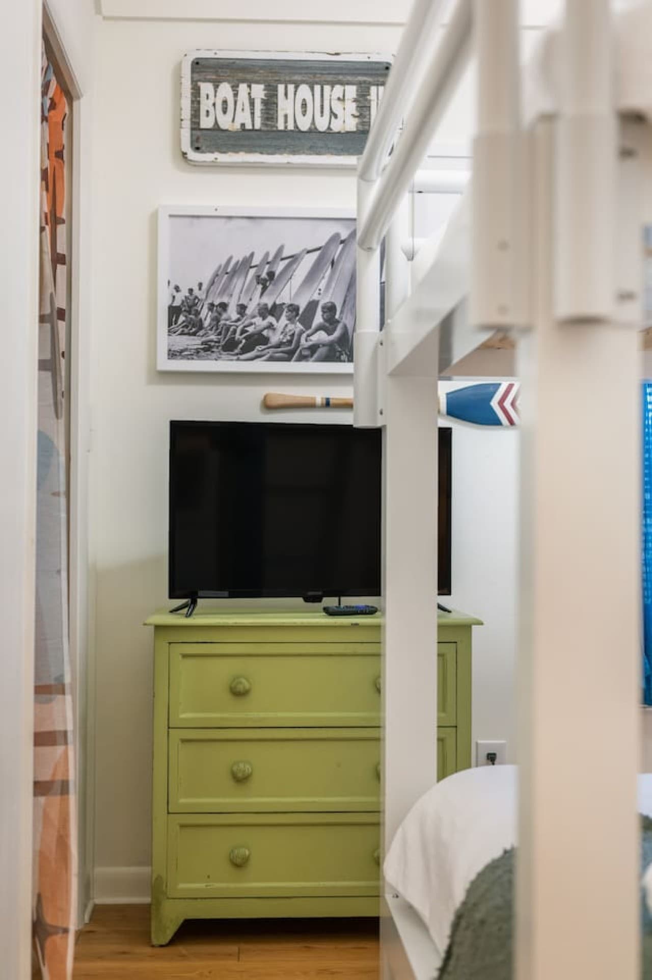 TV nook set into built-ins, creating a cozy spot for downtime.