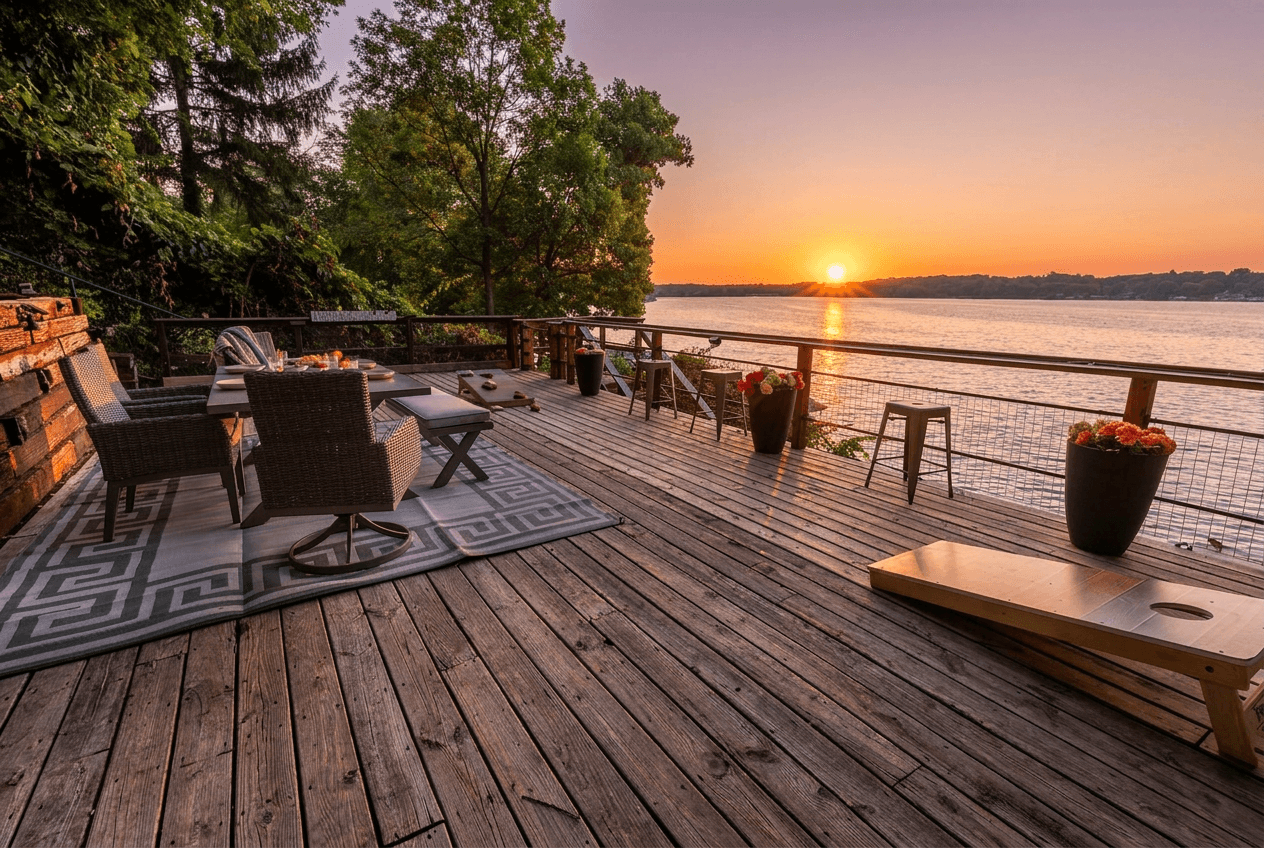 With plenty of seating, corn hole and views from every angle, so many memories will be made hanging out on the activity deck.