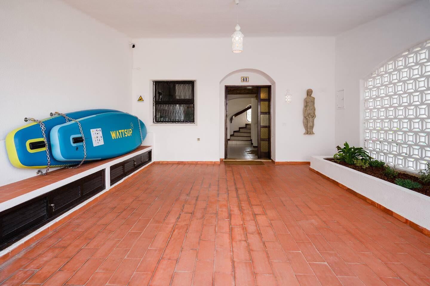Free parking space for up to three cars (depending on size) andEV charging for one car. Paddle boards set up and available to rent for the duration of your stay.