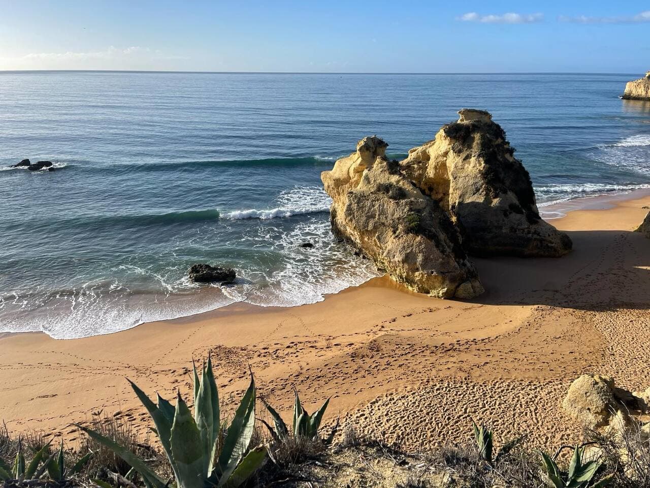 Classic Algarve coastline with dramatic rock formations. The soul of Algarvian beaches. 