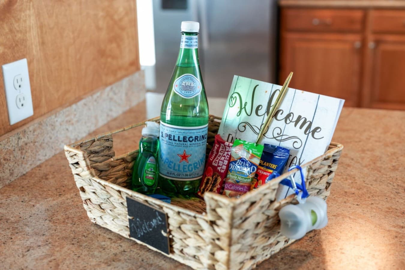 Welcome basket w/ snacks & drinks, a thoughtful touch to start your stay.