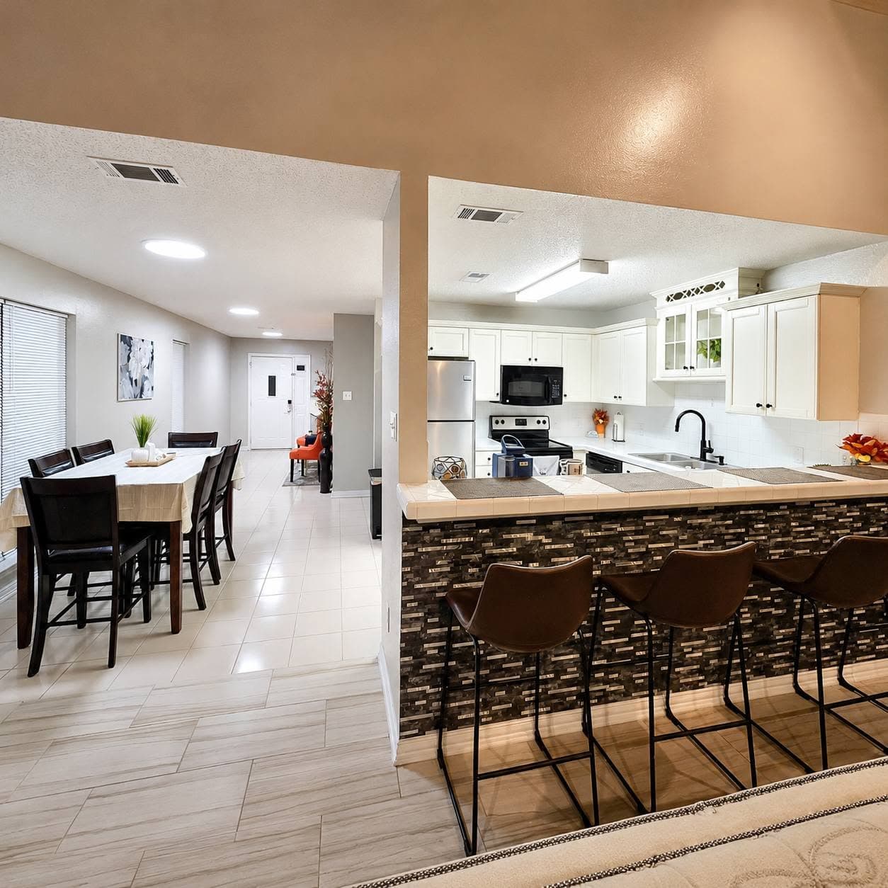 Dining and Kitchen from Living Area