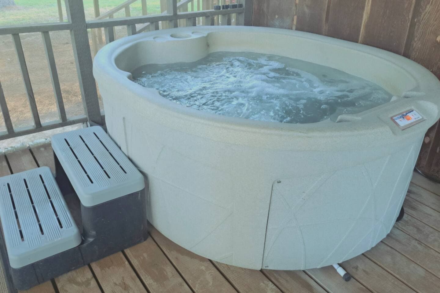 Hot tub on front porch