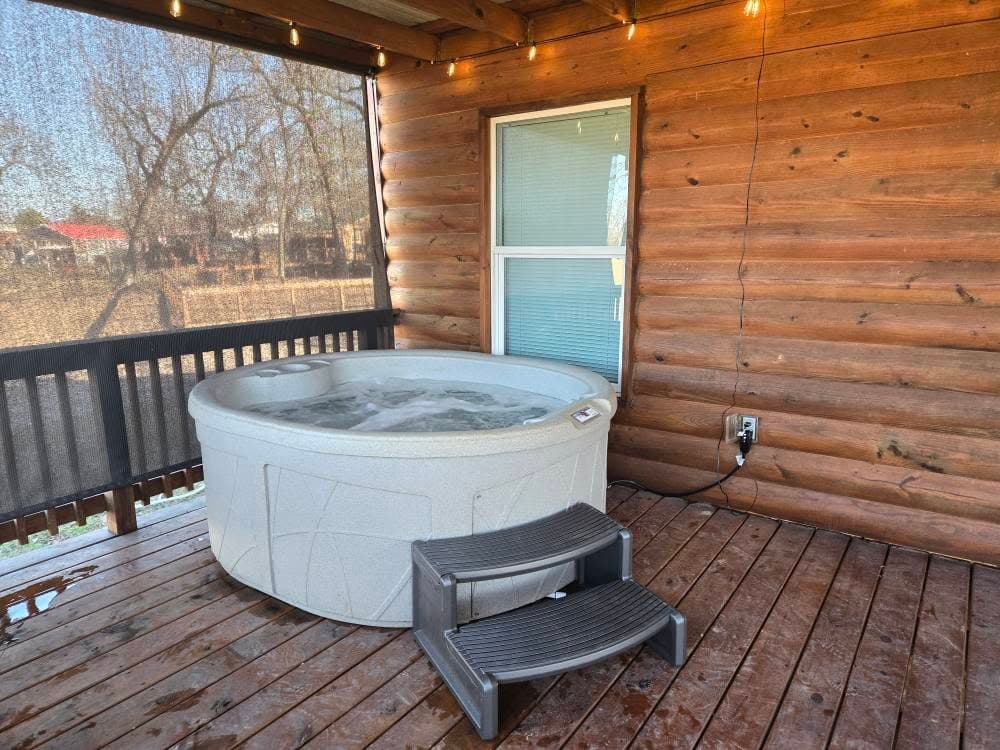 Hot tub on front porch
