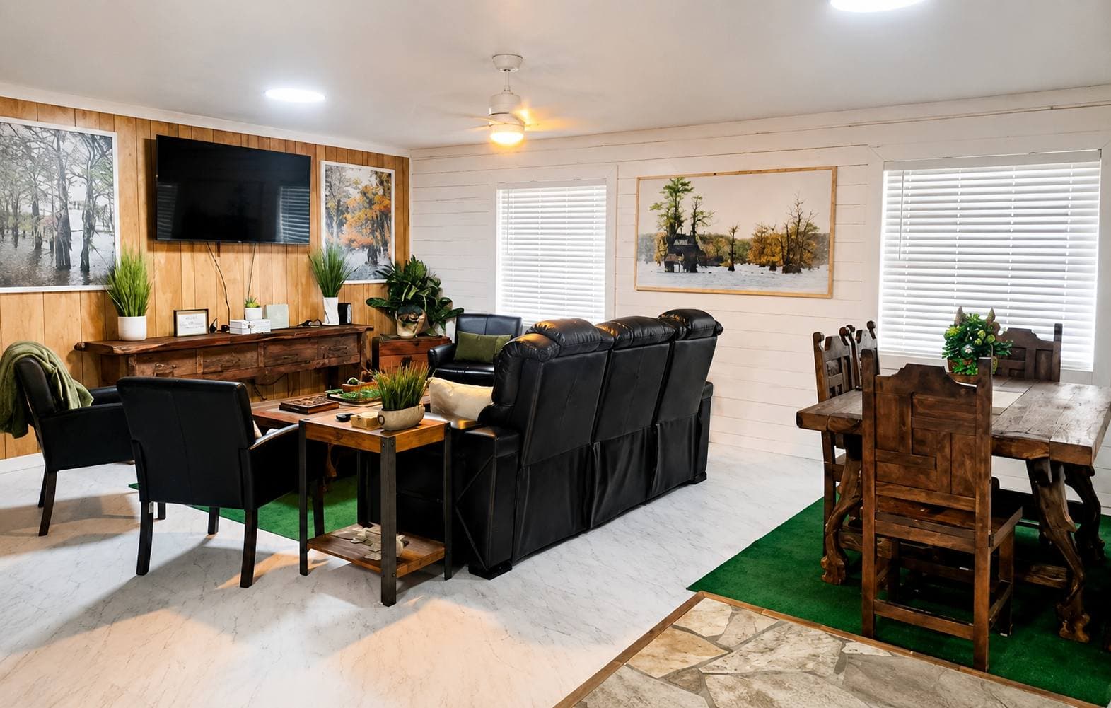 Open floor plan living & dining