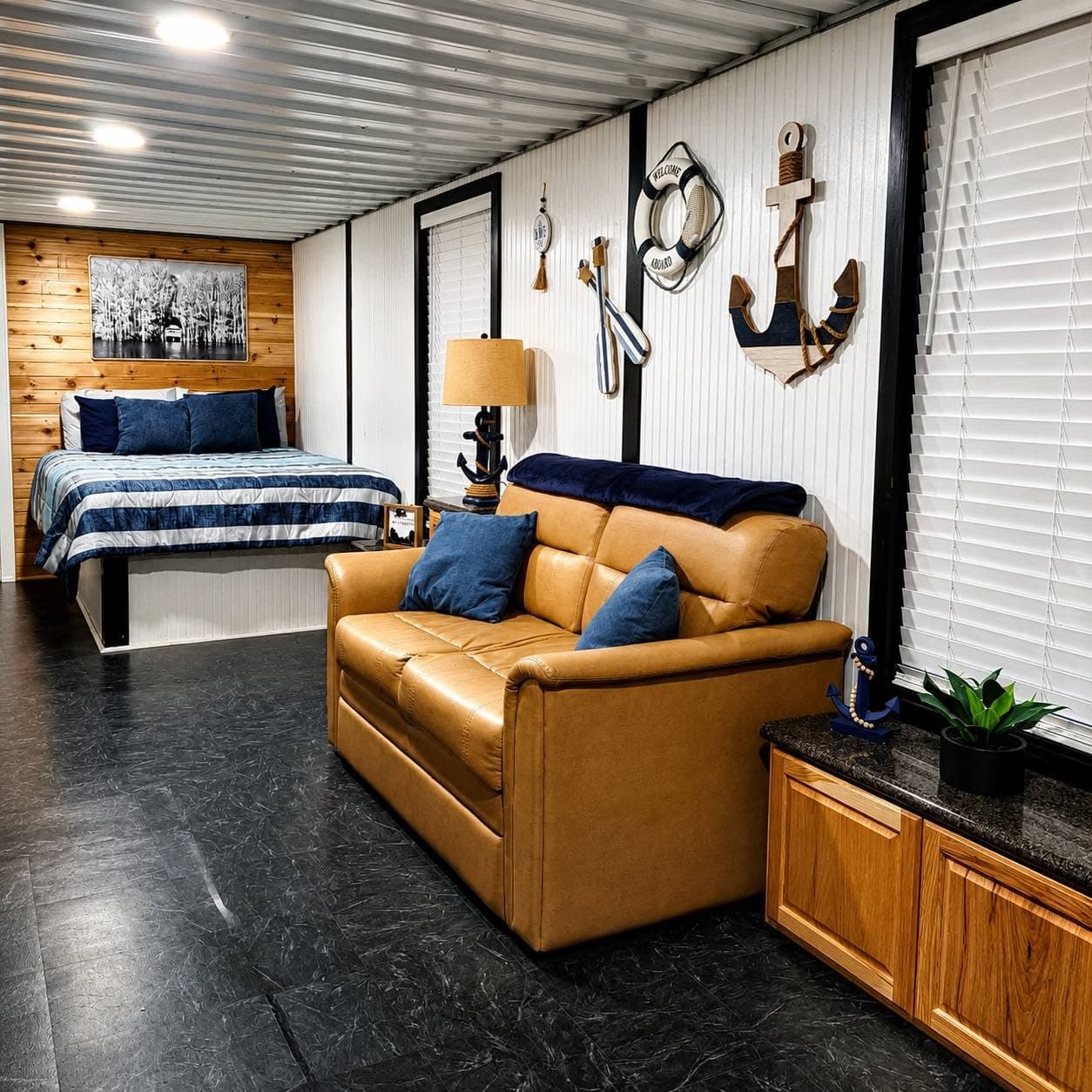 Seating and Queen bed