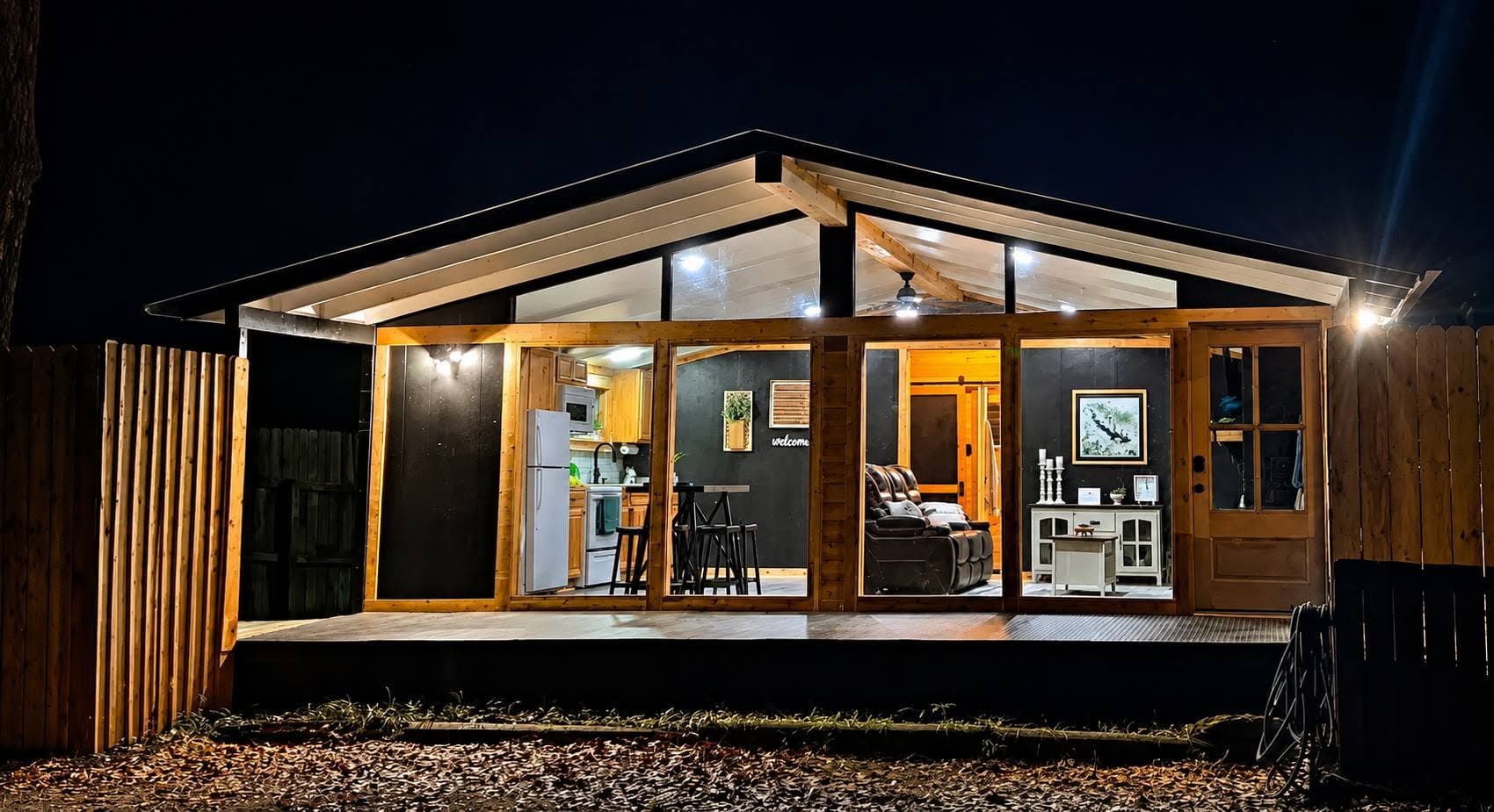 Street View at night with curtains open