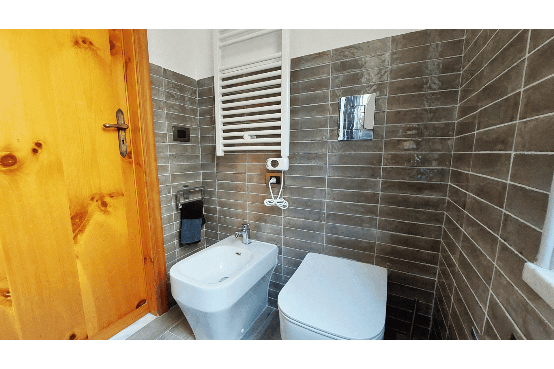 Bathroom with bidet and heated towel rail