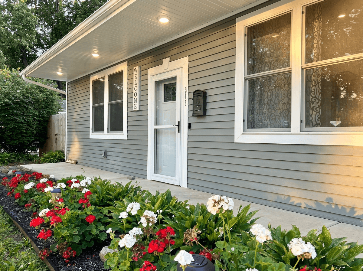 Daisy lane features no step living. From the driveway and throughout the house for those with impaired abilities.